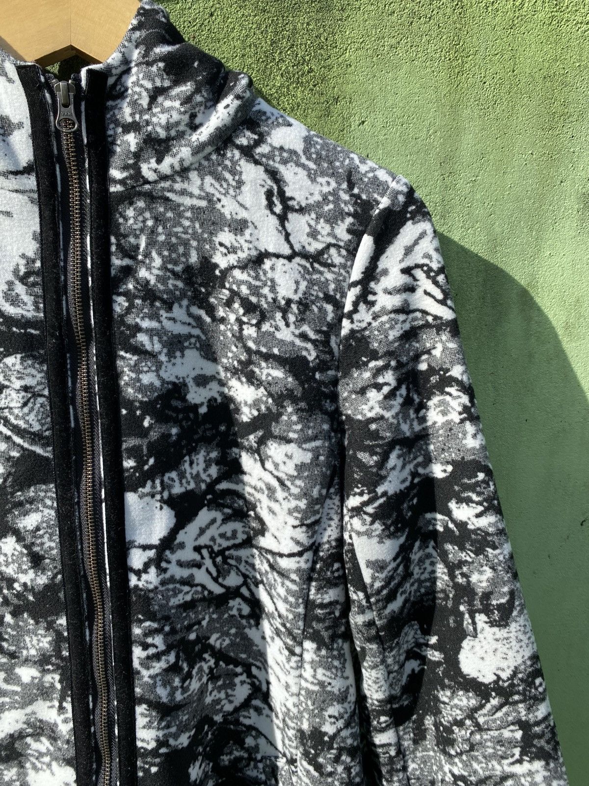 Japanese Brand Raymayers Fabric From ITALY Monochrome Jacket Zip Hoodie Size US M / EU 48-50 / 2 - 4 Thumbnail