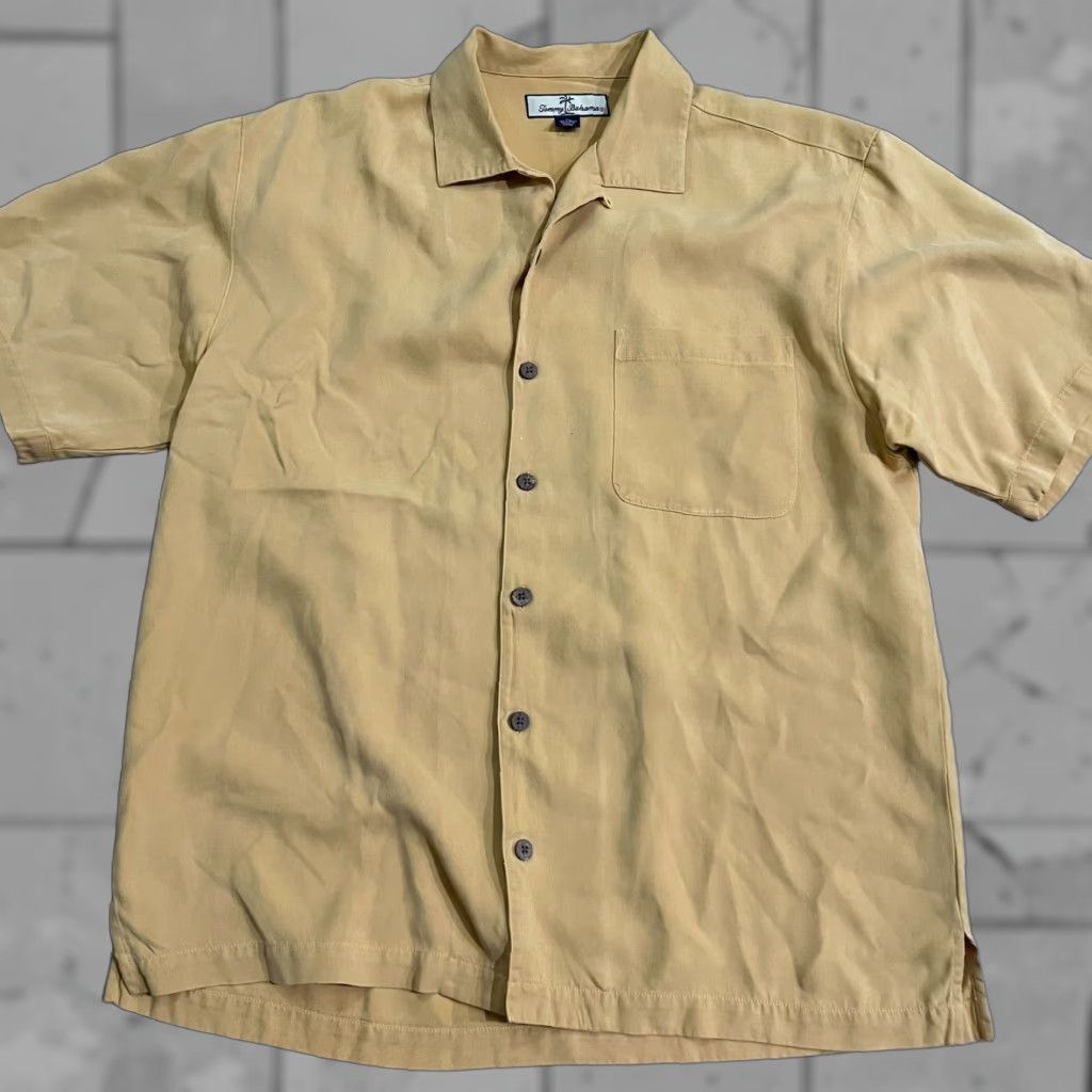 Tommy Bahama TOMMY BAHAMA 100% Silk Yellow Hawaiian Shirt Button-Up Mens Size M Size US M / EU 48-50 / 2 - 1 Thumbnail