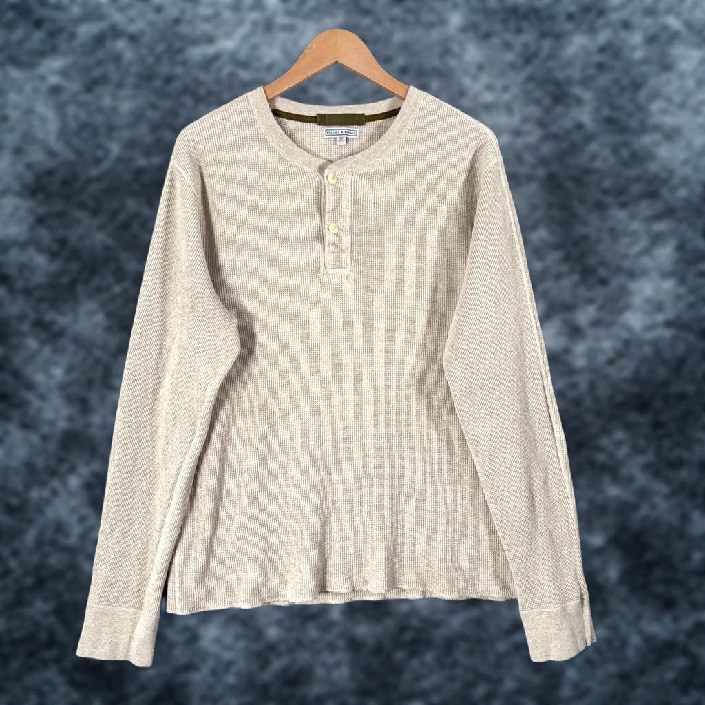 Wallace & Barnes Wallace & Barnes Shirt Mens XL Beige Thermal Henley Long Sleeve Cotton Size US XL / EU 56 / 4 - 1 Thumbnail