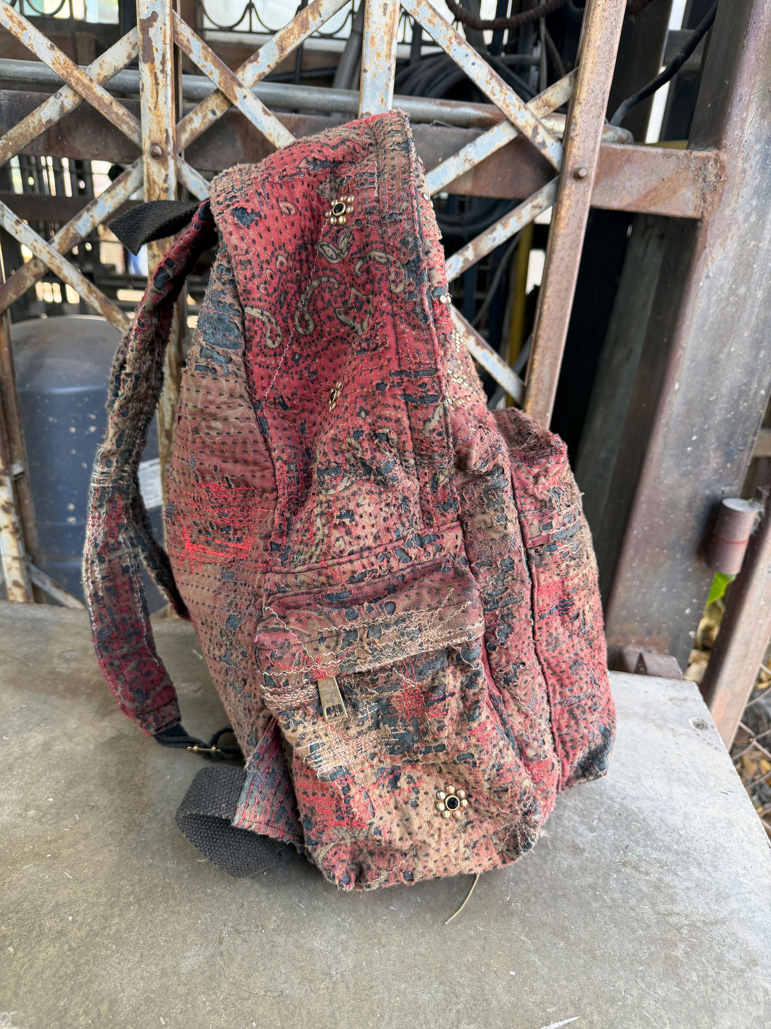 Japanese Brand SOLD * BORO SASHIKO Studded Spider Web Backpack 🕷️🕸️ Size ONE SIZE - 13 Thumbnail