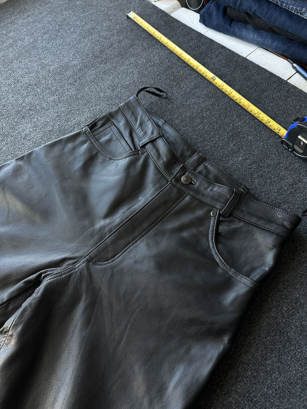 Leather 🚨GRAIL LEATHER PANTS RACING VNTG Cowboy Biker Leather Pants Size US 30 / EU 46 - 2 Thumbnail