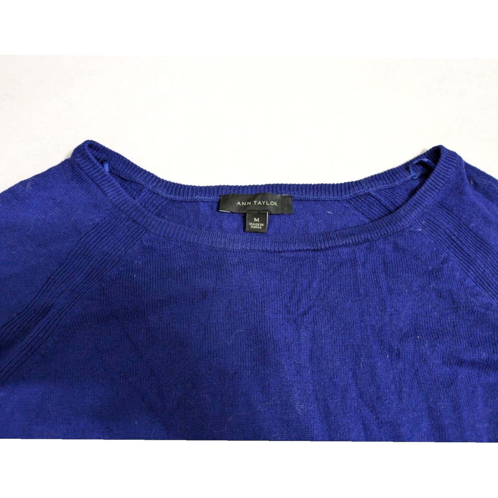 Ann Taylor Ann Taylor Women’s Medium Blue Round Neck Knit Side Long Sleeve Pullover Top Shirt Size M / US 6-8 / IT 42-44 - 2 Thumbnail