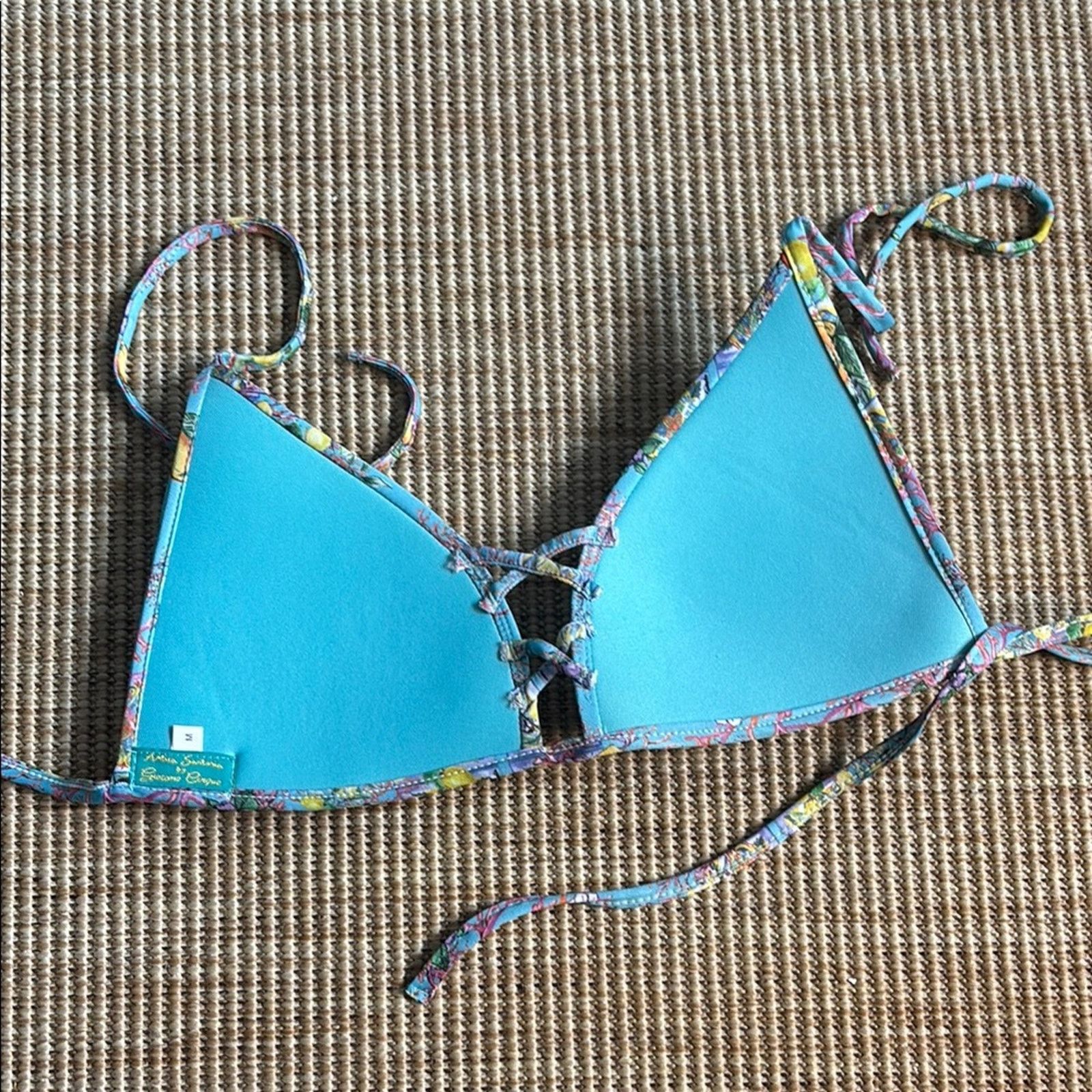 Other NWT Antica Sartoria Positano Floral Fruits Blue Bikini Set M Size ONE SIZE - 6 Thumbnail