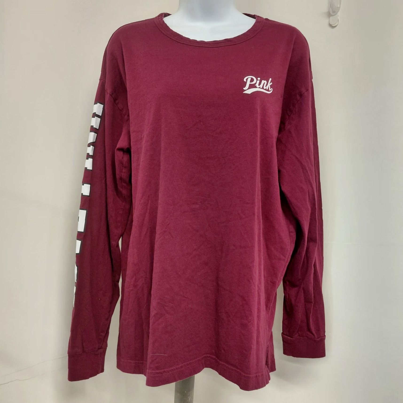Victoria's Secret Victoria's Secret LOVE PINK T-Shirt Womens Medium Burgund Keyhole Back Casual Sleeve Long Sleeve Size M / US 6-8 / IT 42-44 - 2 Thumbnail