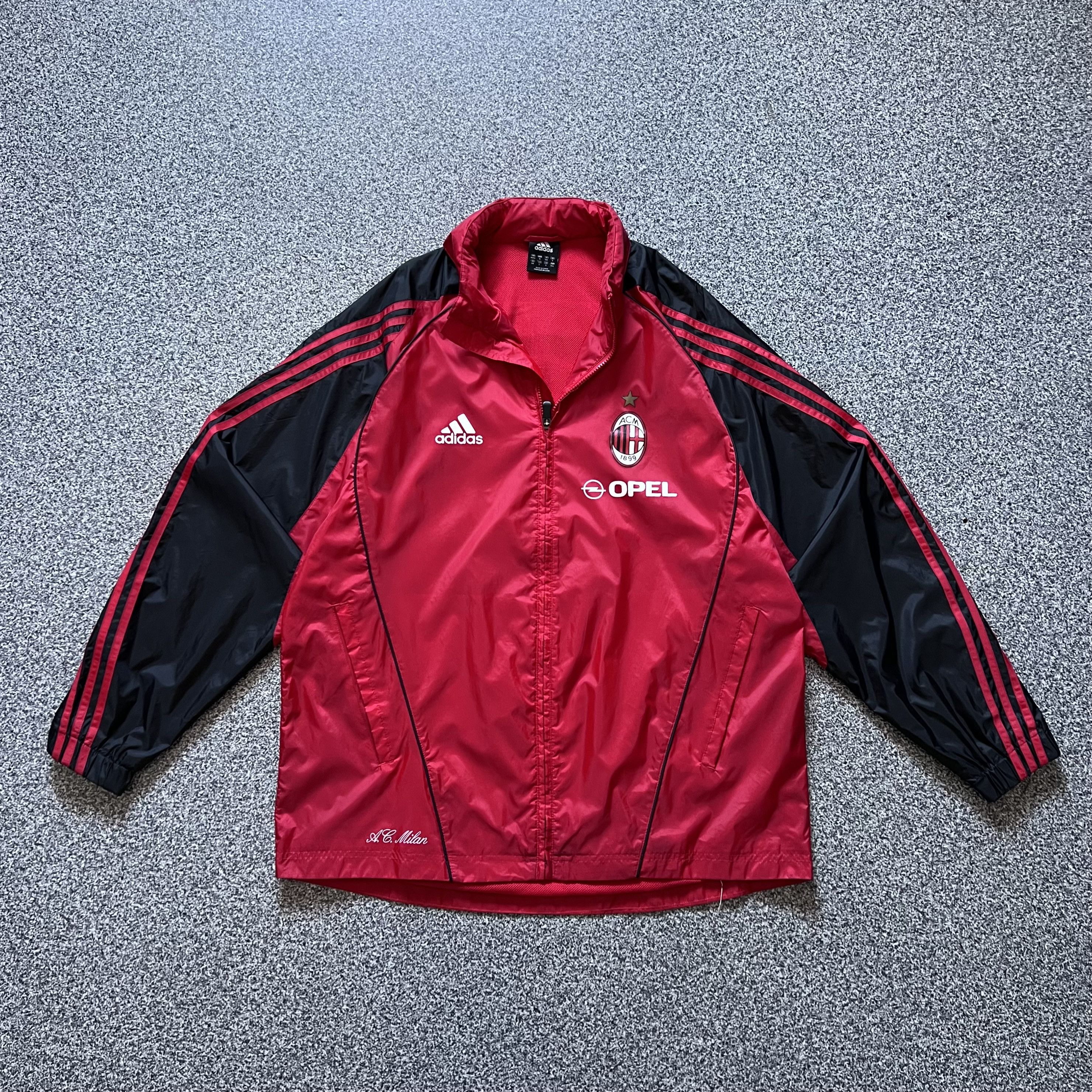 image of Adidas Ac Milan Vintage Centenary Opel 1999 Track Jacket in Red, Men's (Size Medium)
