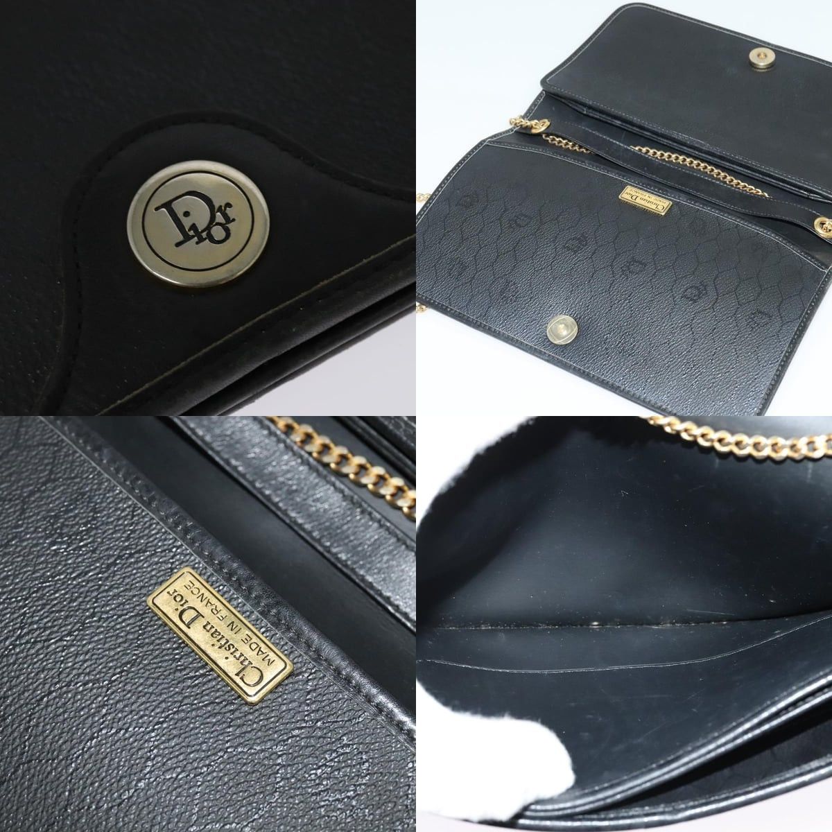 Dior DIOR Honeycomb Canvas Chain Shoulder Bag Pvc Black Gold Size ONE SIZE - 11 Thumbnail