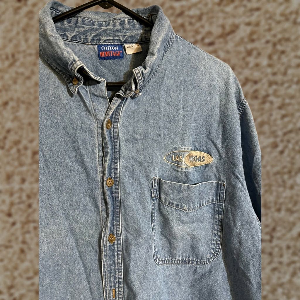 Vintage VINTAGE Cotton Heritage Denim Shirt - Men's XL L/S Button Up, Blue, Collared, Cotton, Denim Shirt, Las Vegas Nevada, Regular Fit, Vintage Size US XL / EU 56 / 4 - 1 Thumbnail