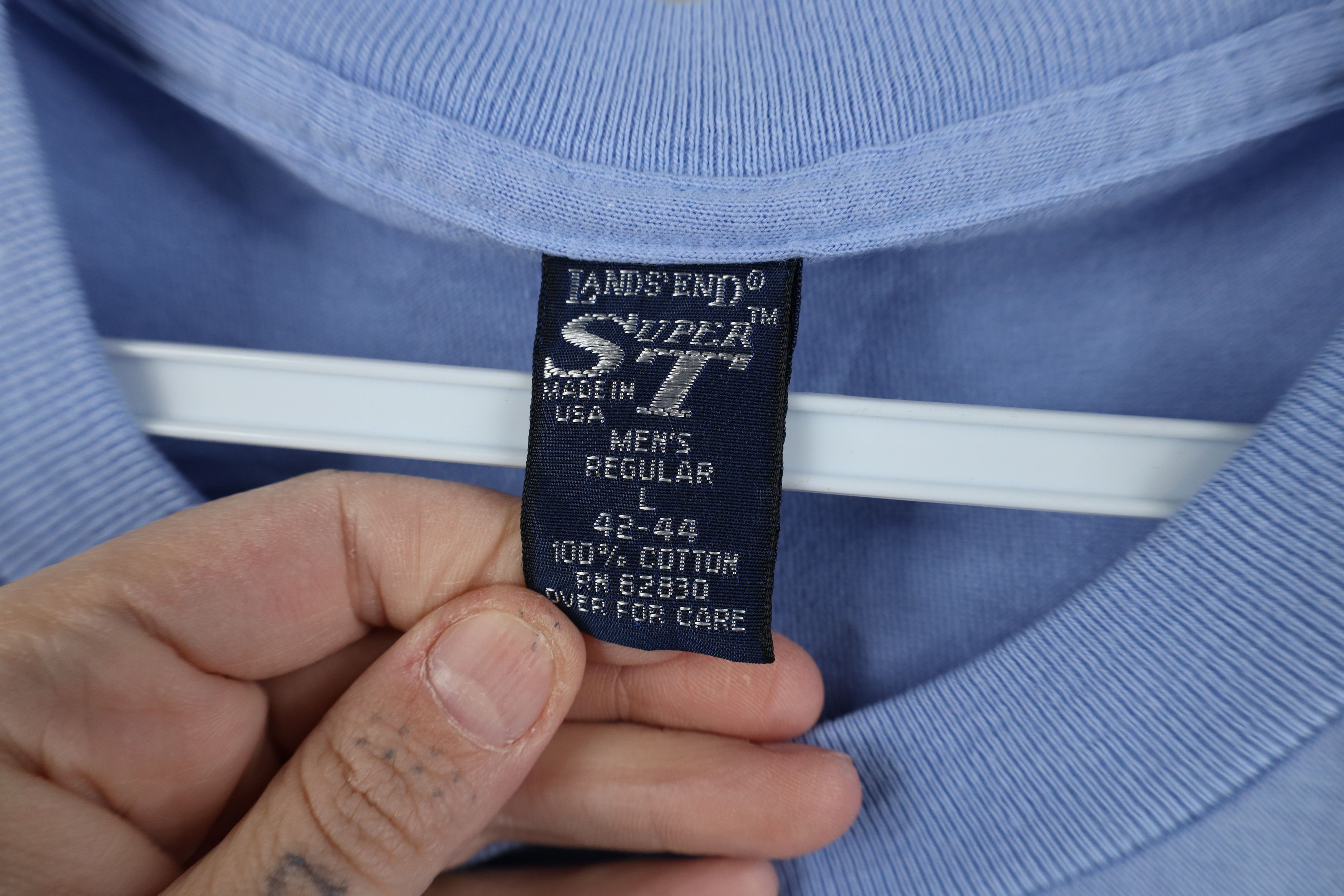 Lands' End Vintage 90s Lands End Heavy Cotton T-Shirt Light Blue USA Size US L / EU 52-54 / 3 - 7 Thumbnail