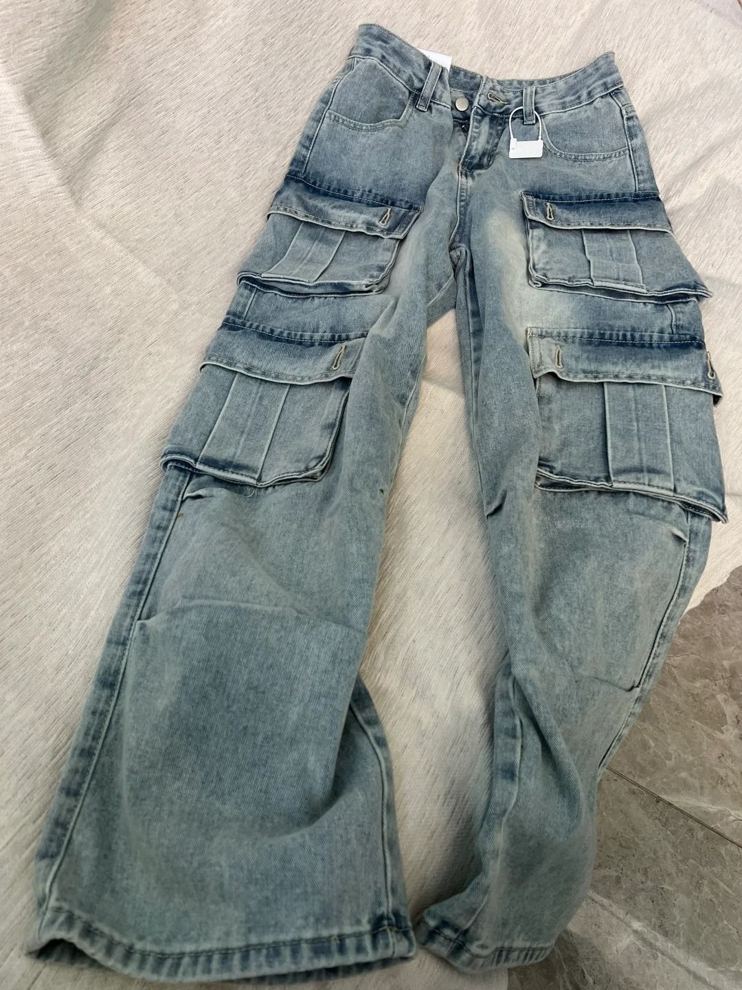 Japanese Brand × Jean Trendy Multi Pocket Washed Denim Pants Size US 27 - 4 Thumbnail