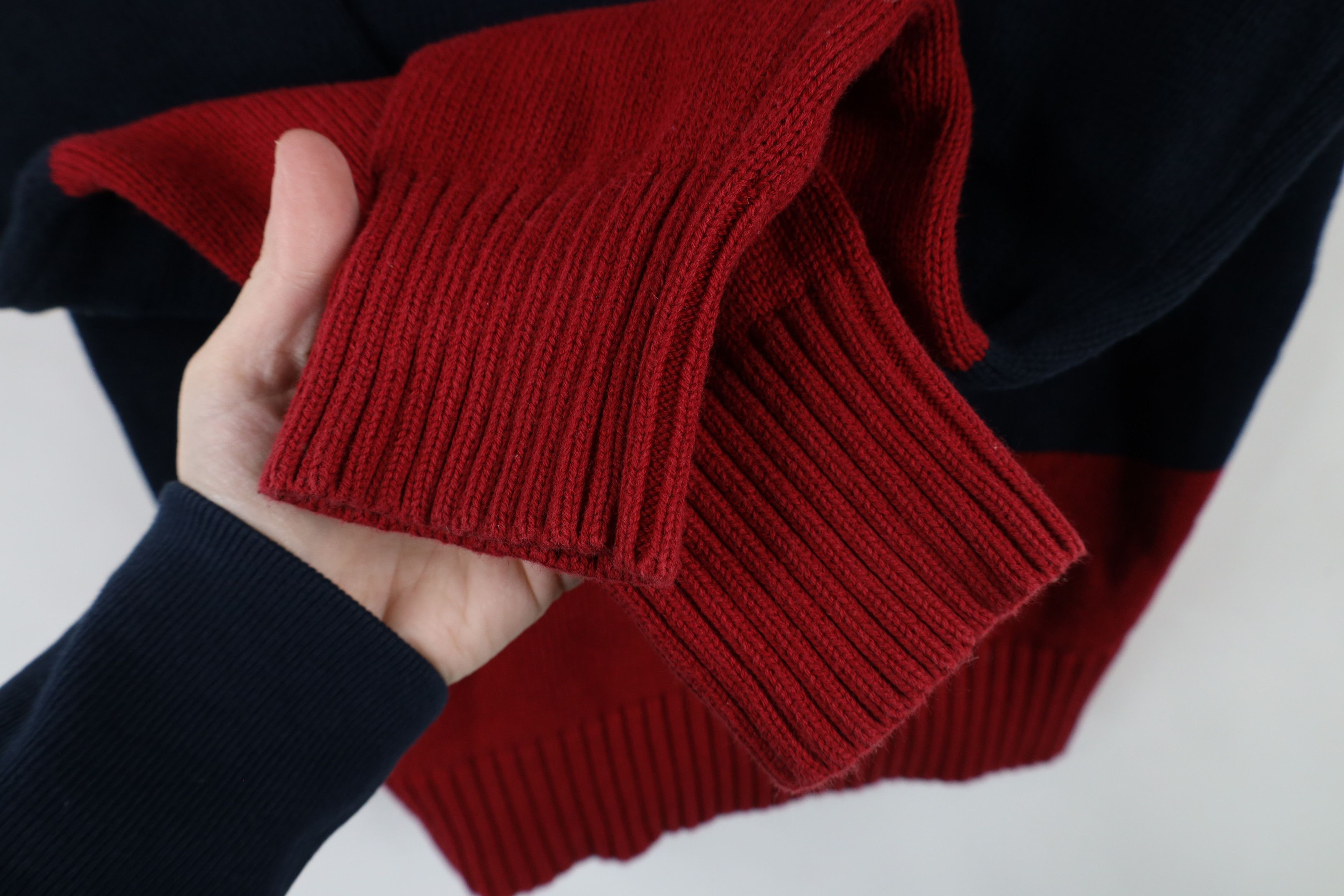 Nautica × Vintage Vintage 90s Nautica Block Striped Knit Crewneck Sweater Size US S / EU 44-46 / 1 - 5 Thumbnail