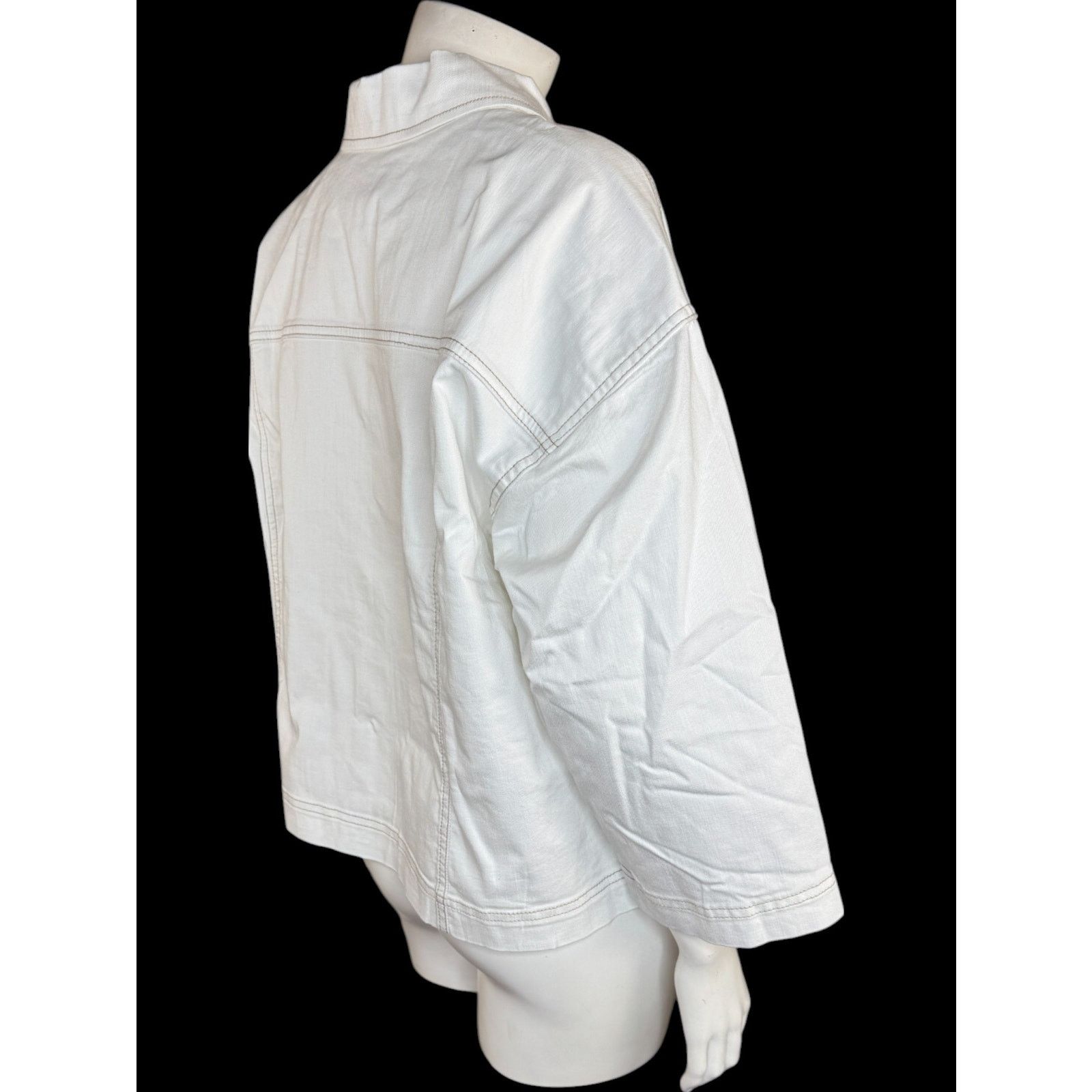 Other LOGO by Lori Goldstein 3/4 Sleeve Denim Jacket White 14 Size XL / US 12-14 / IT 48-50 - 8 Thumbnail