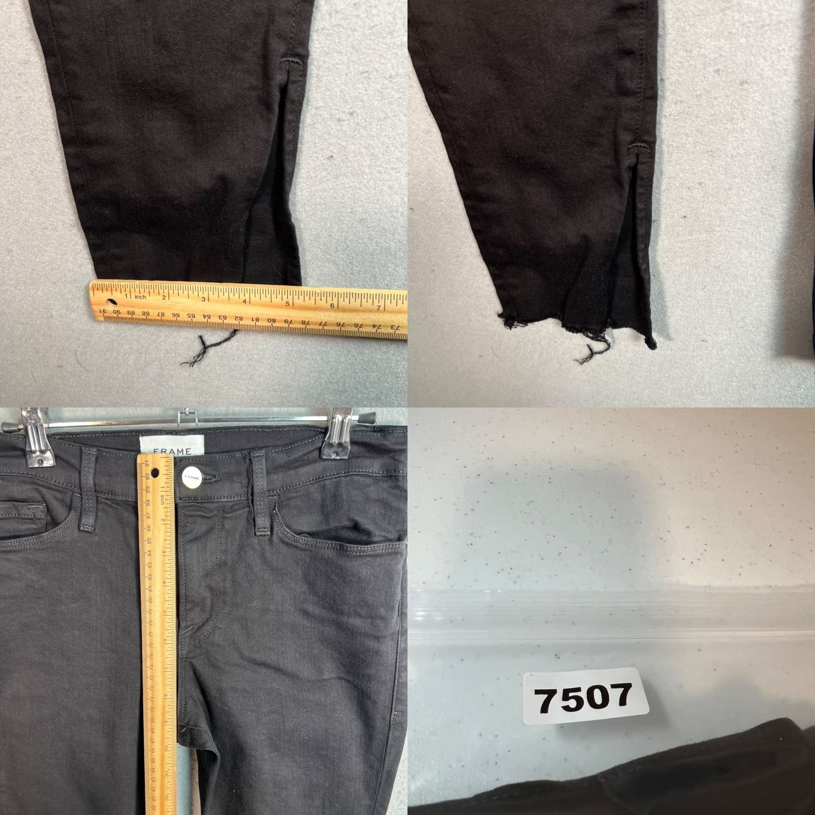 Frame VINTAGE FRAME Womens Skinny Black Denim Jeans Distressed Split Hem Size 28 Cotton Blend Denim 31.5 Inseam Womens Shoes? Size 28" / US 6 / IT 42 - 8 Thumbnail