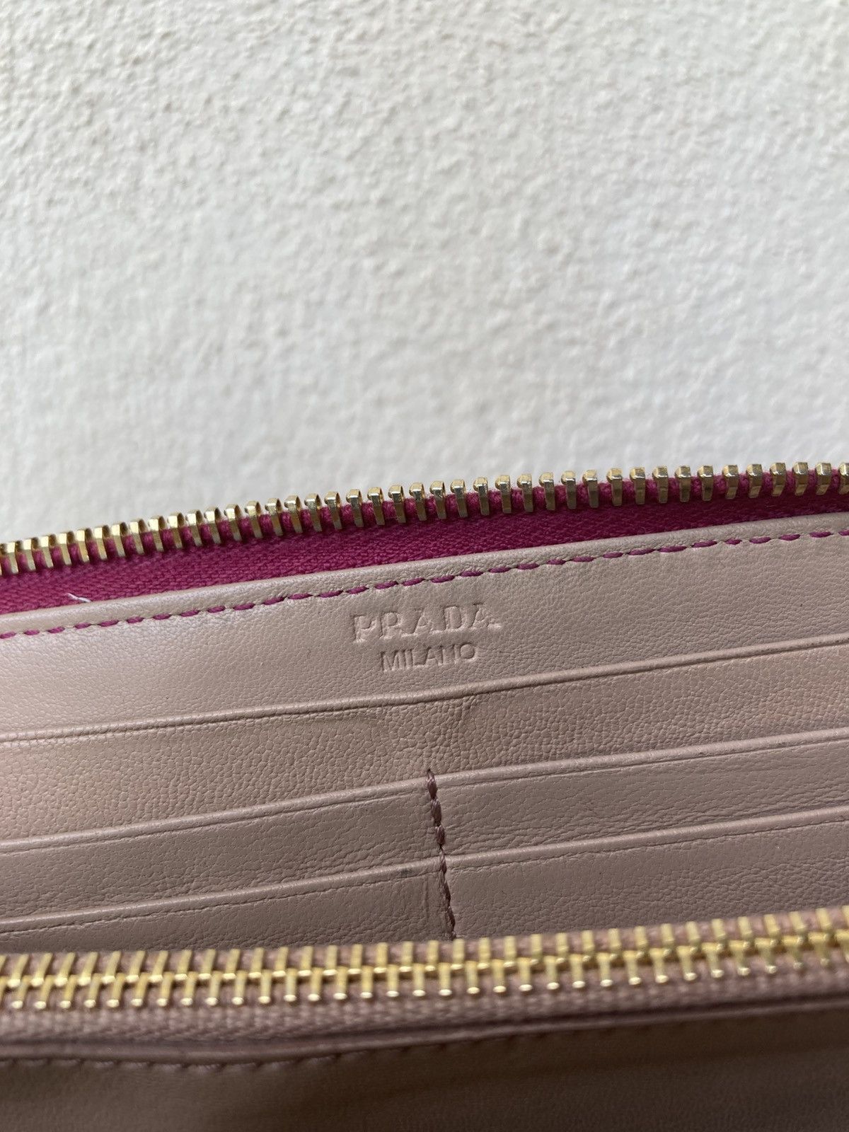 Prada Prada Saffiano Chevron Ribbon Peonia Pink Wallet Size ONE SIZE - 6 Thumbnail