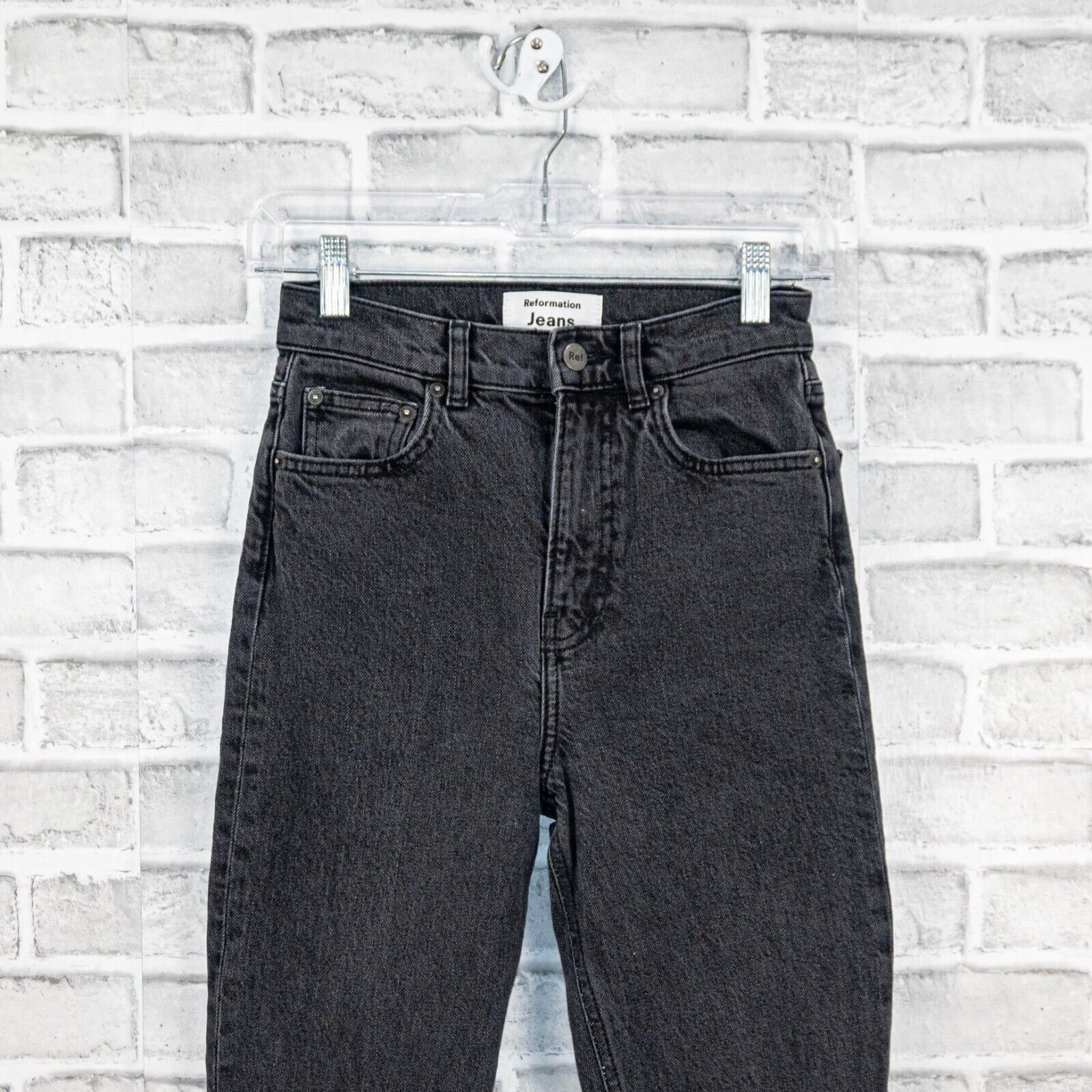 Reformation REFORMATION High-Rise Kick Flare Denim Jeans Black Erie Wash Size 24" / US 00 / IT 34 - 8 Thumbnail
