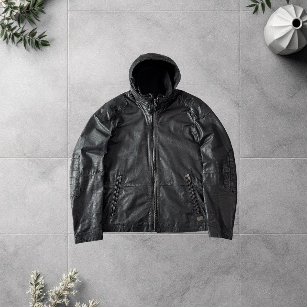 Diesel Diesel Leather Jacket Model J-BO-2 Black Biker Avirex Style Size US XXL / EU 58 / 5 - 1 Thumbnail