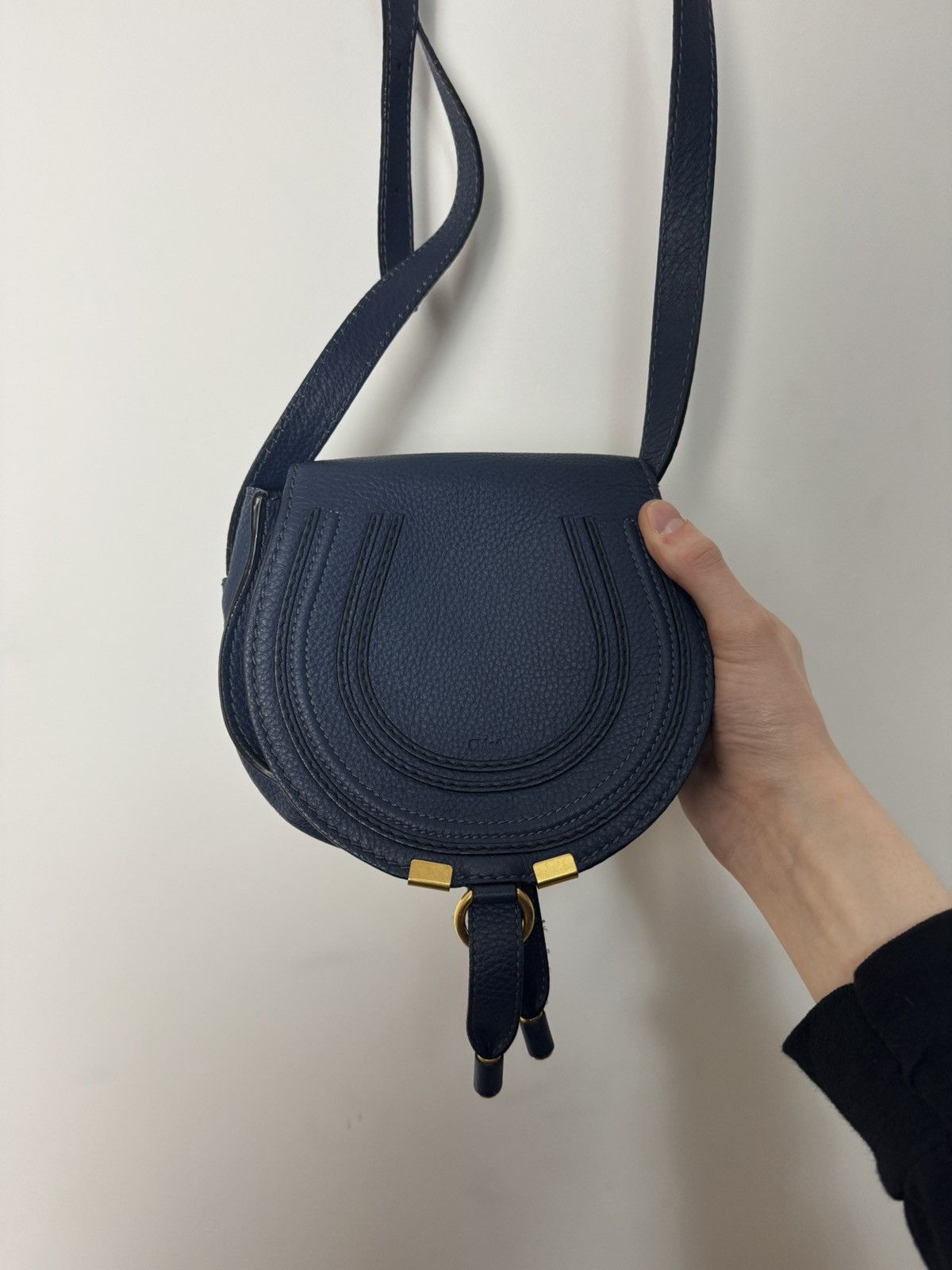 Chloe Marcie Crossbody Bag Luxury Designer in Navy, Women's