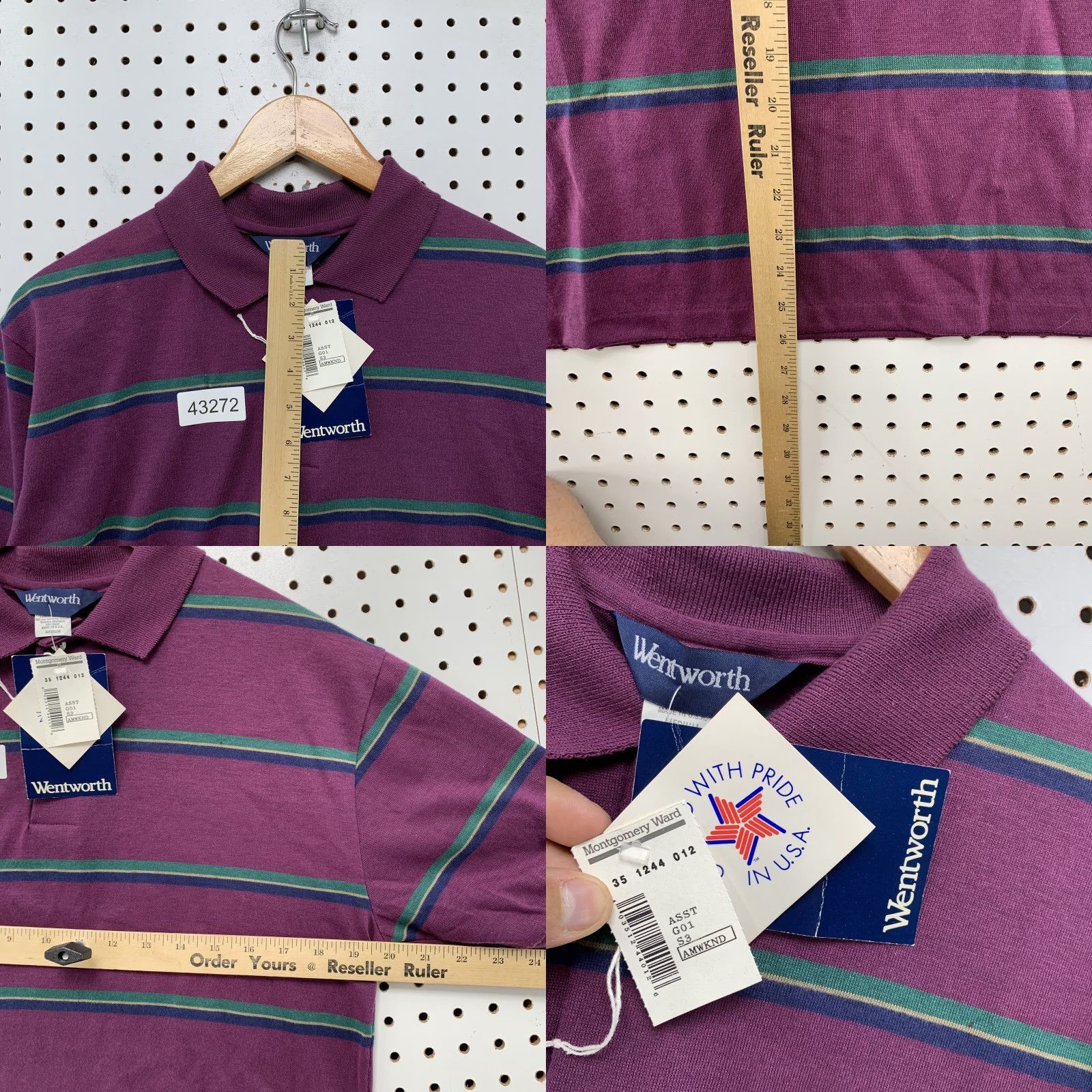 Vintage VINTAGE Wentworth Polo Shirt Men Medium Purple Striped Cotton Made USA Polo Shirt Adult Medium Purple Striped 90s Mens Size US M / EU 48-50 / 2 - 8 Thumbnail