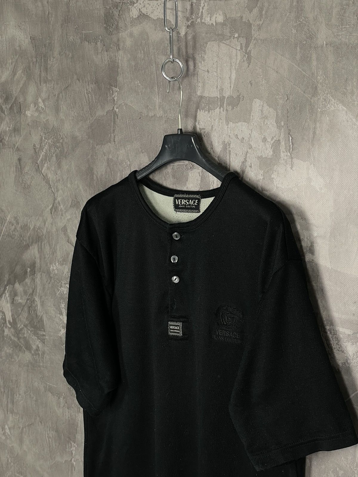 Versace × Versace Jeans Couture × Vintage 00's Y2K Versace Jeans Couture Black Retro Polo Shirt Size US L / EU 52-54 / 3 - 7 Thumbnail