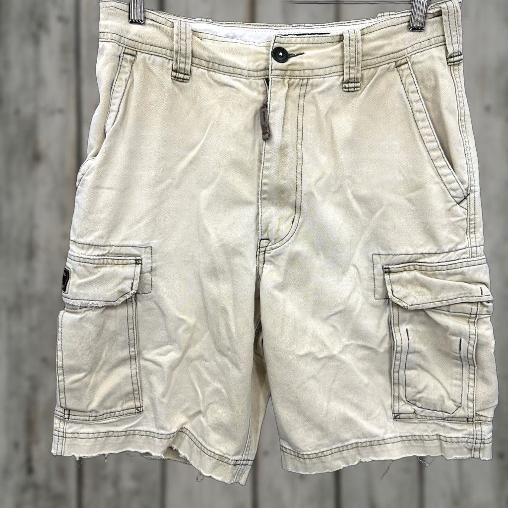 Abercrombie & Fitch VINTAGE Abercrombie & Fitch Cargo Shorts – Men’s 32 Tan Beige Canvas Mid Rise Button Zipper Pockets 90s Y2K Outdoor Casual Denim-like Baggy Style Mens Size US 32 / EU 48 - 1 Thumbnail