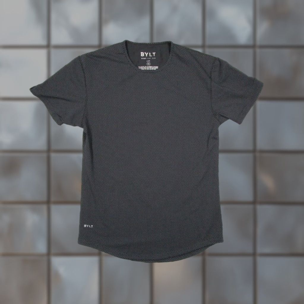 Vintage BYLT Shirt Mens M Black Drop Cut Lux Polka Dot Short Sleeve Active Workout T-Shirt Mens Men's Black Polka Dot Logo All Seasons Sports Shirt Size US M / EU 48-50 / 2 - 1 Thumbnail