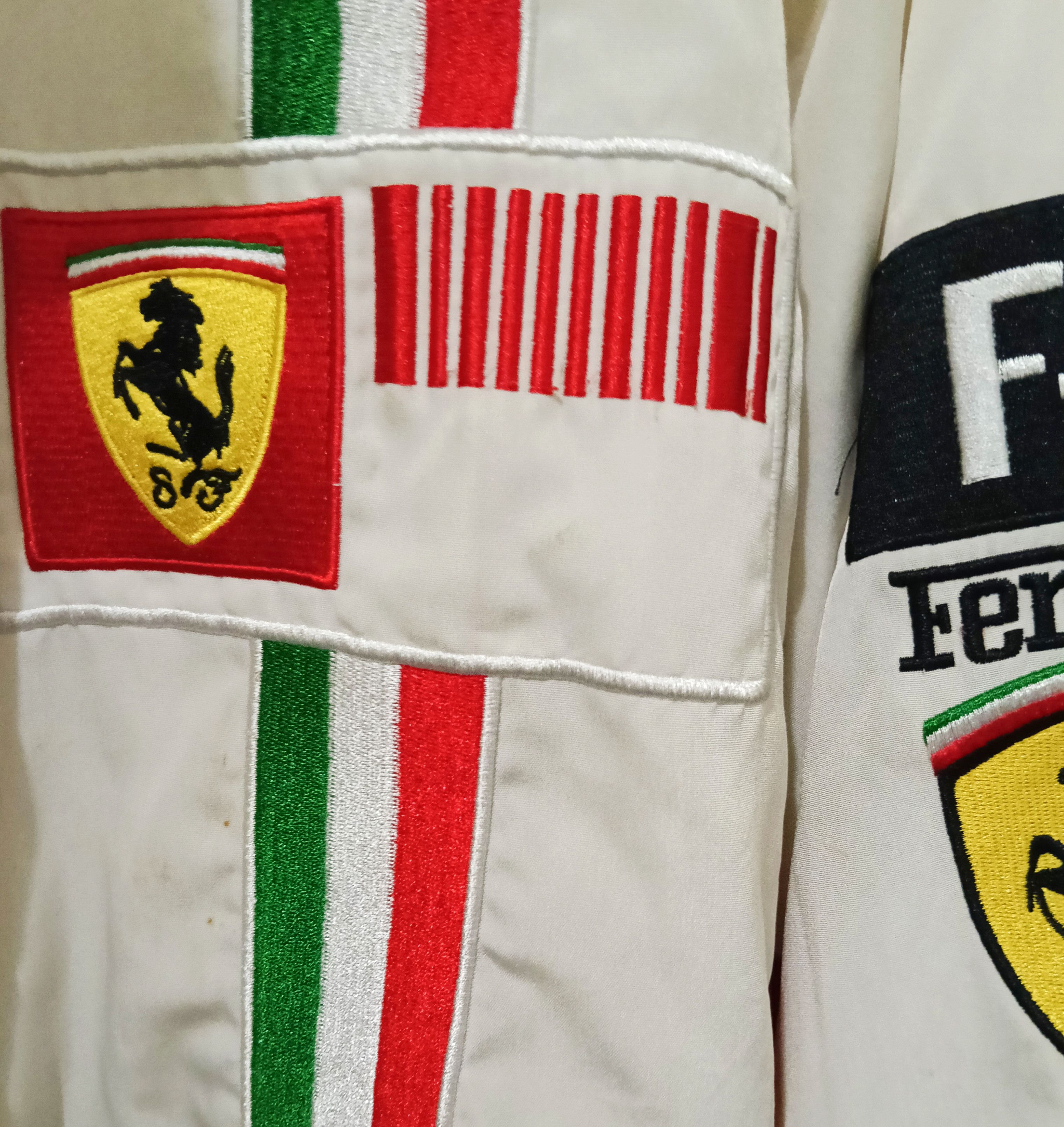 Ferrari F1 Italia late 90s Y2K Ferrari While Bomber Size XL / US 12-14 / IT 48-50 - 5 Thumbnail