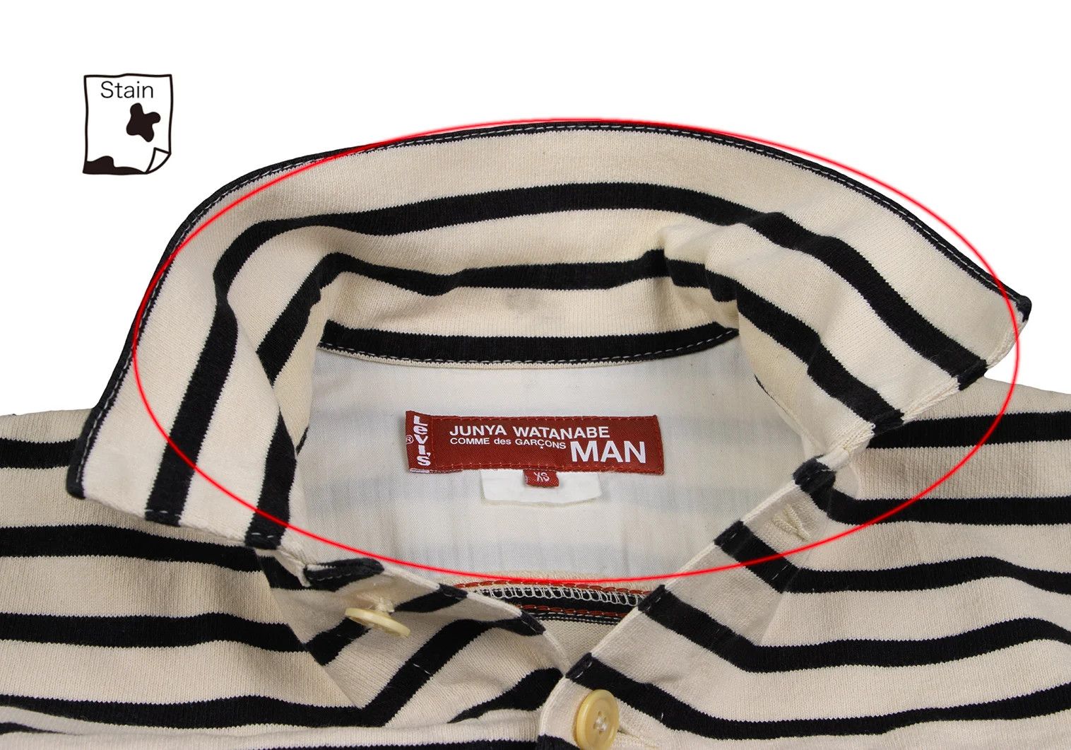 Junya Watanabe Cotton Striped Trucker Jacket in Ivory and Black, Size XS Size US XS / EU 42 / 0 - 4 Thumbnail