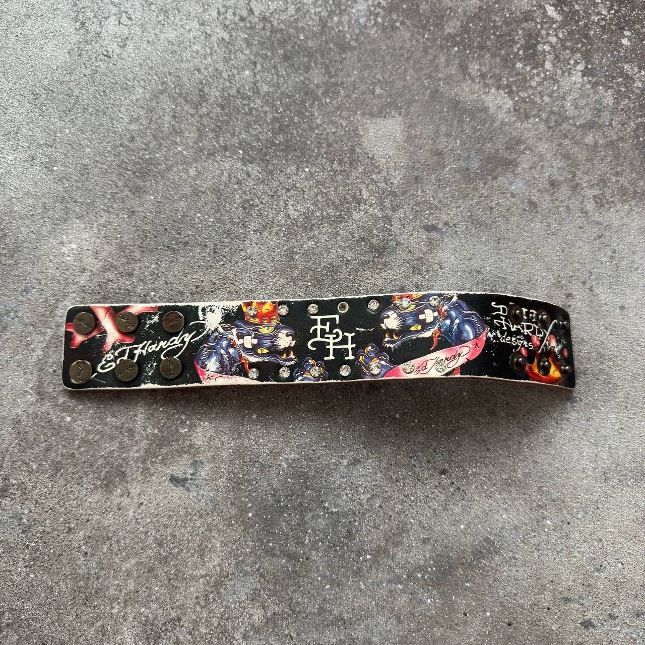 Ed Hardy × Vintage Ed Hardy Vintage Y2K Rhinestones Leather Bracelete Size ONE SIZE - 3 Thumbnail