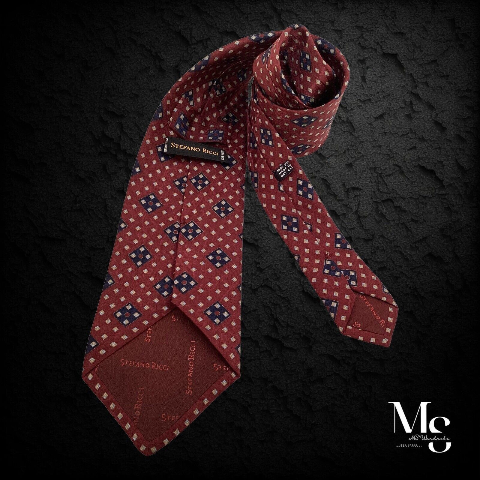 Stefano Ricci STEFANO RICCI XL Burgundy Geometric With 3D Paisley Silk Tie Size ONE SIZE - 2 Thumbnail
