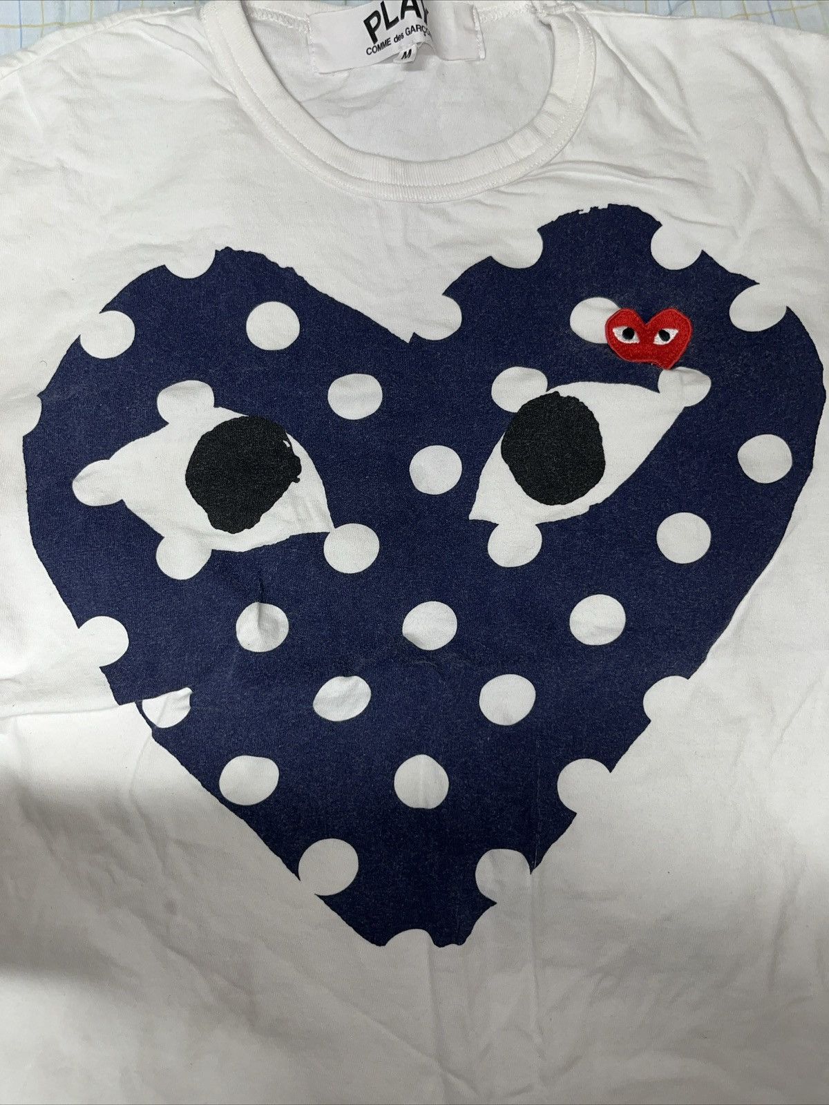 Designer × Vintage Comme des Garçons PLAY Polka Dot Heart T-Shirt 'White' Size US M / EU 48-50 / 2 - 4 Thumbnail