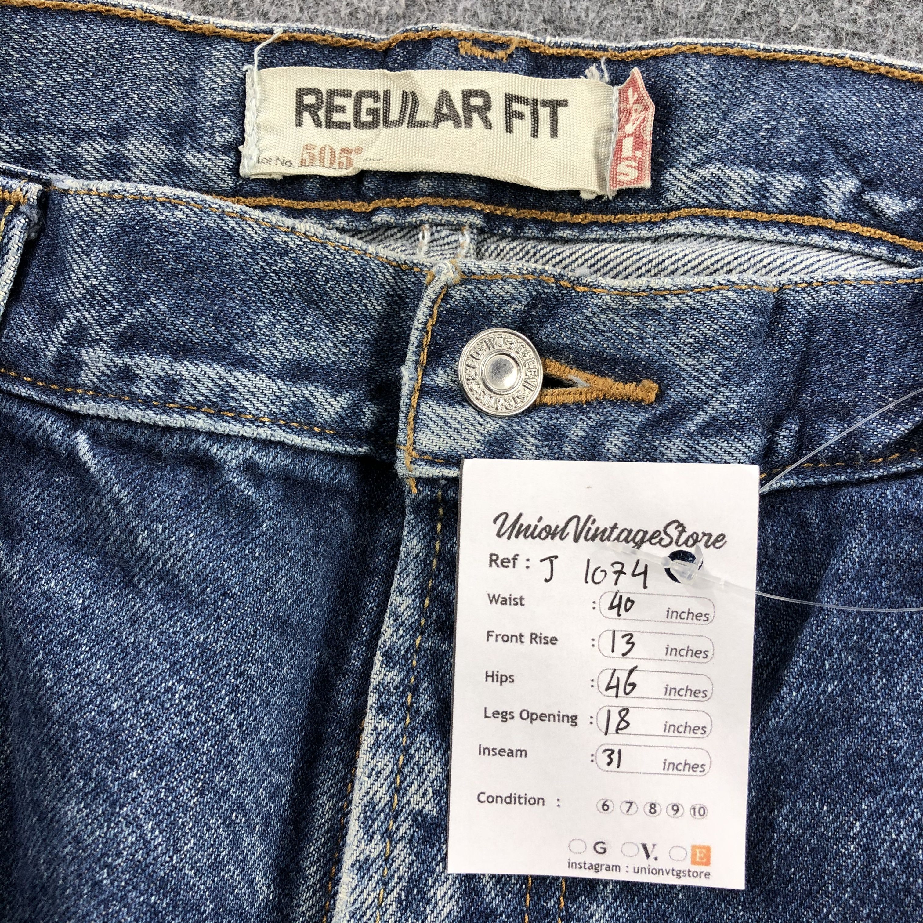 Levi's Vintage Levis 505 Jeans Rusty Washed Denim-J1074 Size US 40 / EU 56 - 12 Thumbnail