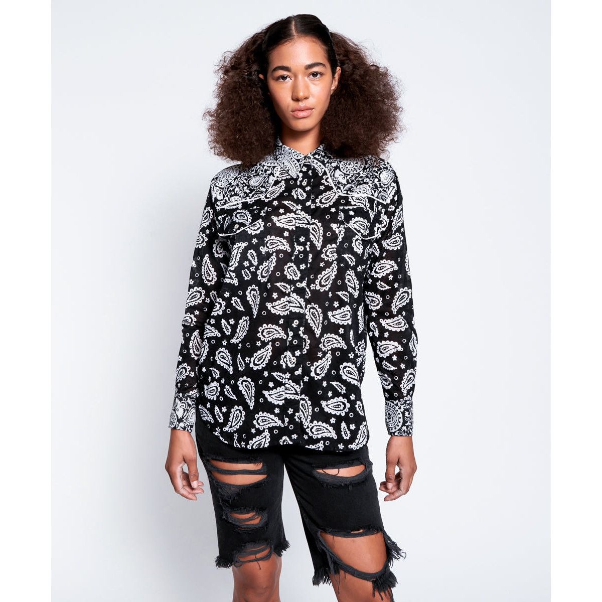 One Teaspoon NWT $167 One Teaspoon x Free People Batik Paisley Buttondown Size XS / US 0-2 / IT 36-38 - 4 Thumbnail