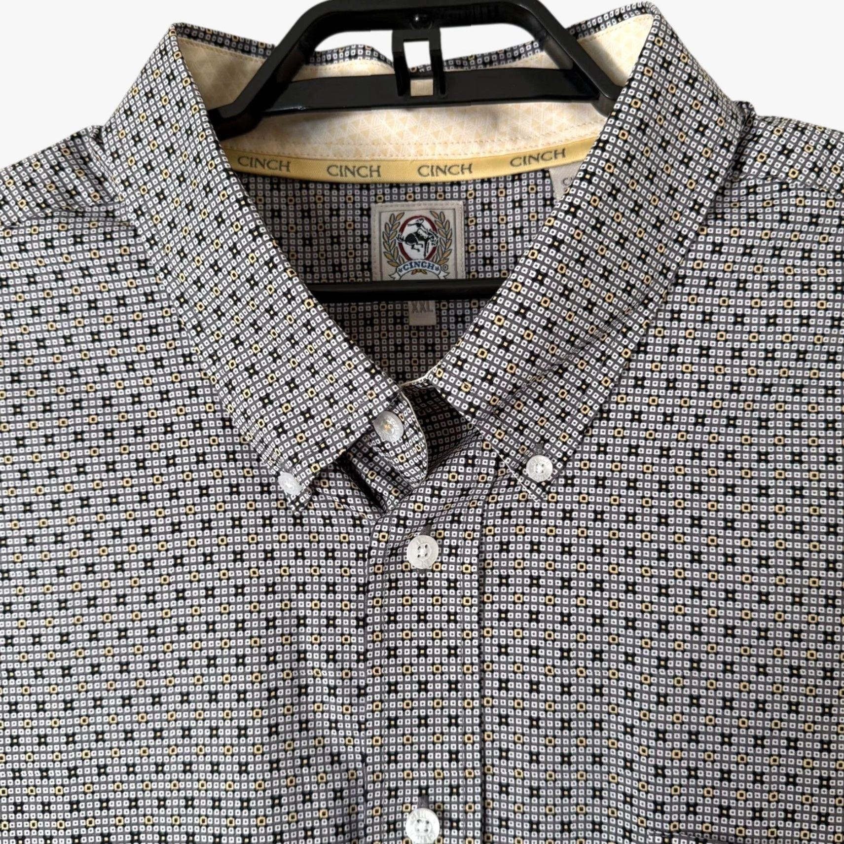 Vintage Cinch Shirt Geometric Button-Down Gray Men's XXL Long Sleeve Western Cowboy Button-Up 2XL Regular Cotton Blend Size US XXL / EU 58 / 5 - 5 Thumbnail