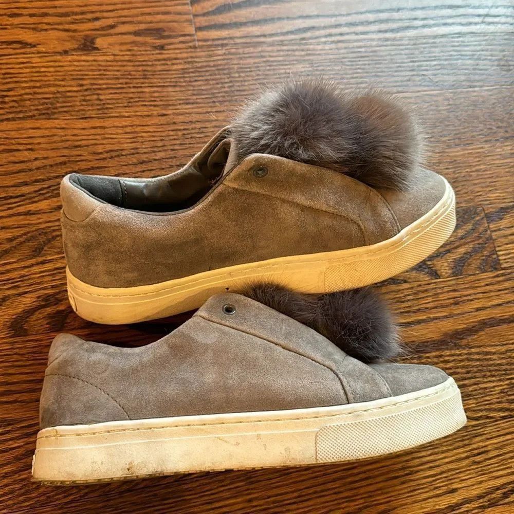Sam Edelman Sam Edelman Leya gray suede faux fur puff ball pull on snea Size US 8.5 / IT 38.5 - 4 Thumbnail