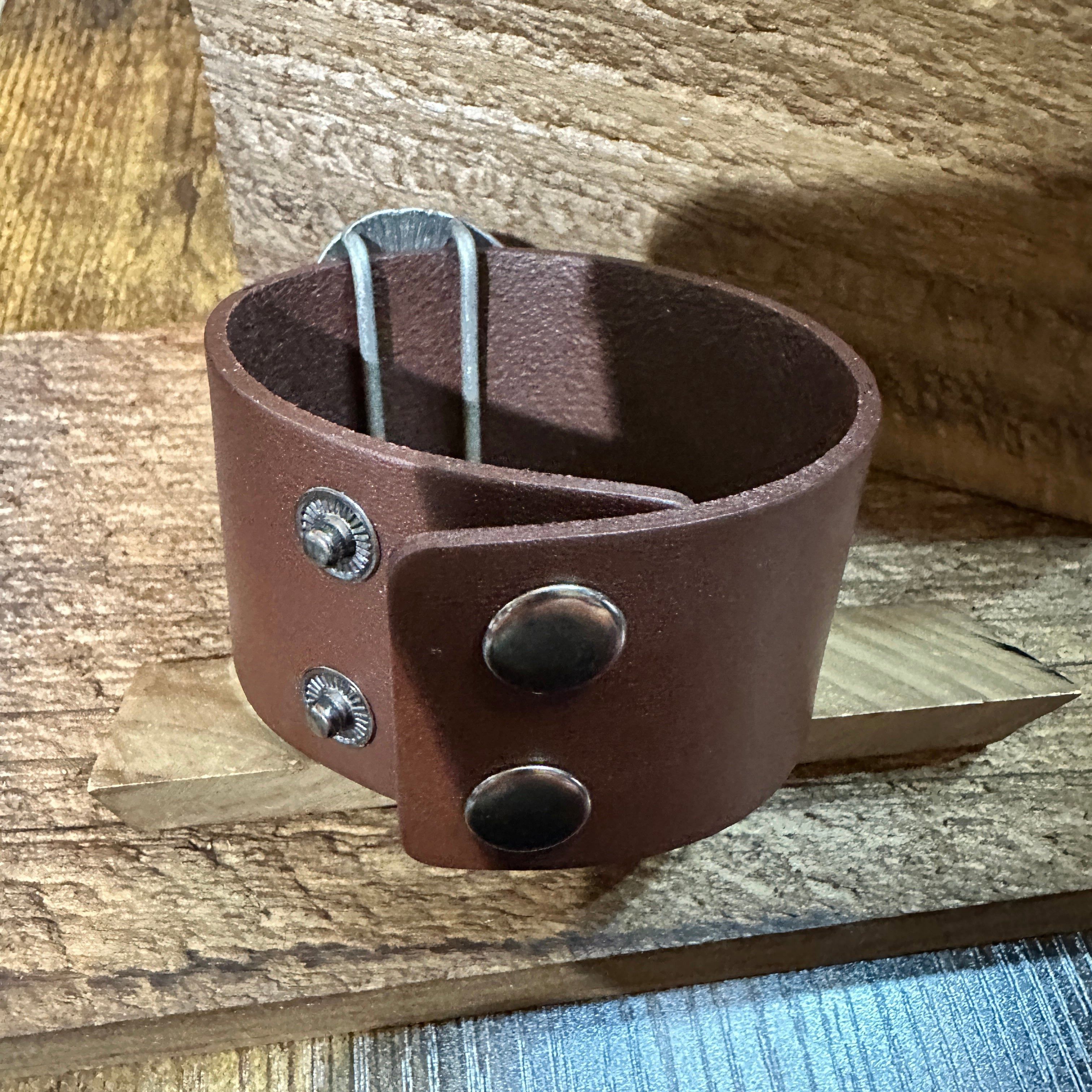 Other Hot Pink Stone and Dark Brown Leather Cuff Bracelet Size ONE SIZE - 7 Thumbnail