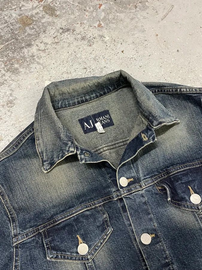 Armani 2000s Armani Blue Eroded Denim Jacket Size US S / EU 44-46 / 1 - 4 Thumbnail