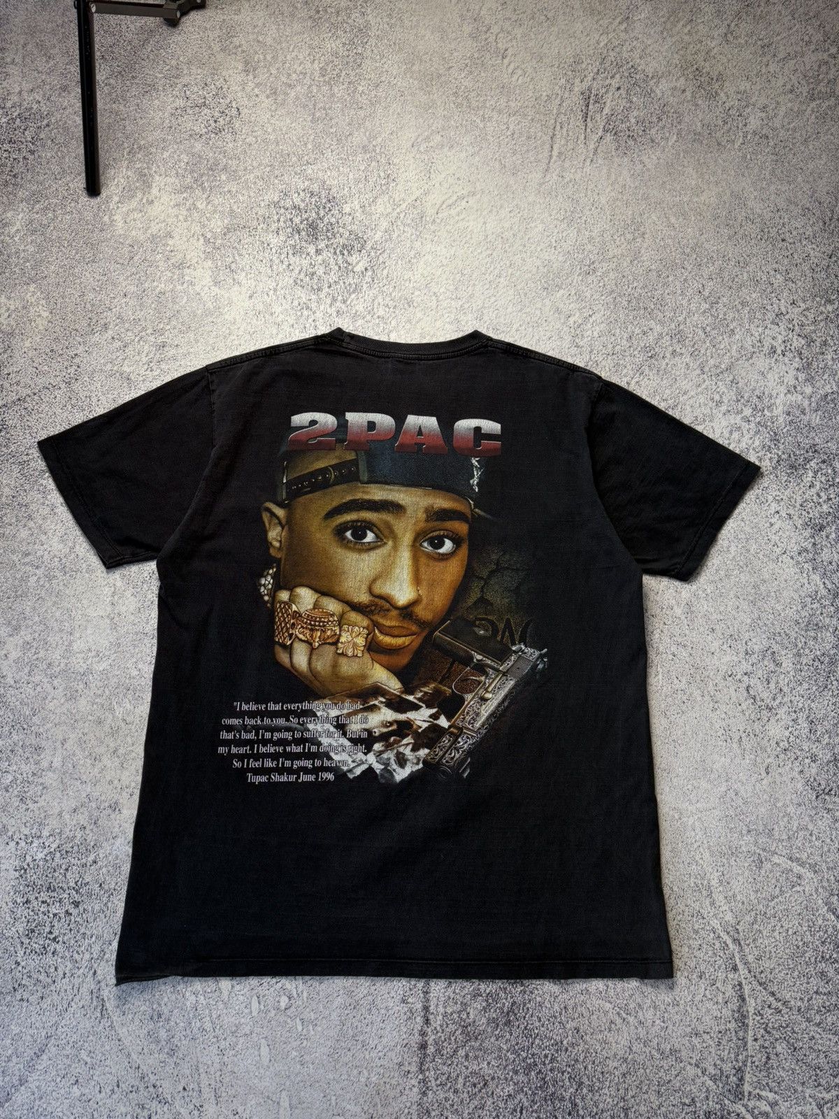 Vintage Vintage 2Pac Rap Tee Rock Tees 1996 Grail Very Rare Tee L Size US L / EU 52-54 / 3 - 14 Thumbnail