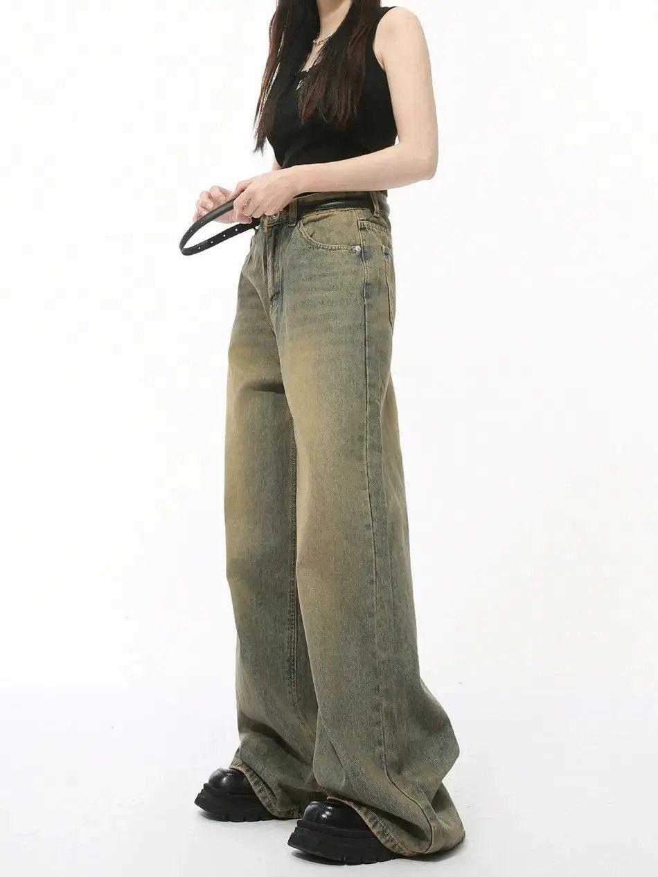 Japanese Brand Retro loose straight leg wide leg jeans Size US 32 / EU 48 - 3 Thumbnail