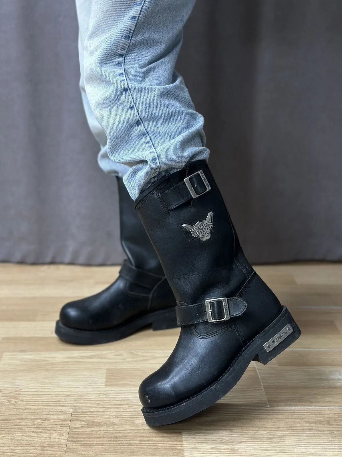 Western Rise Vintage Leather Boots Harley Davidson Y2K Racing Moto Y2K Size US 7.5 / EU 40-41 - 2 Thumbnail