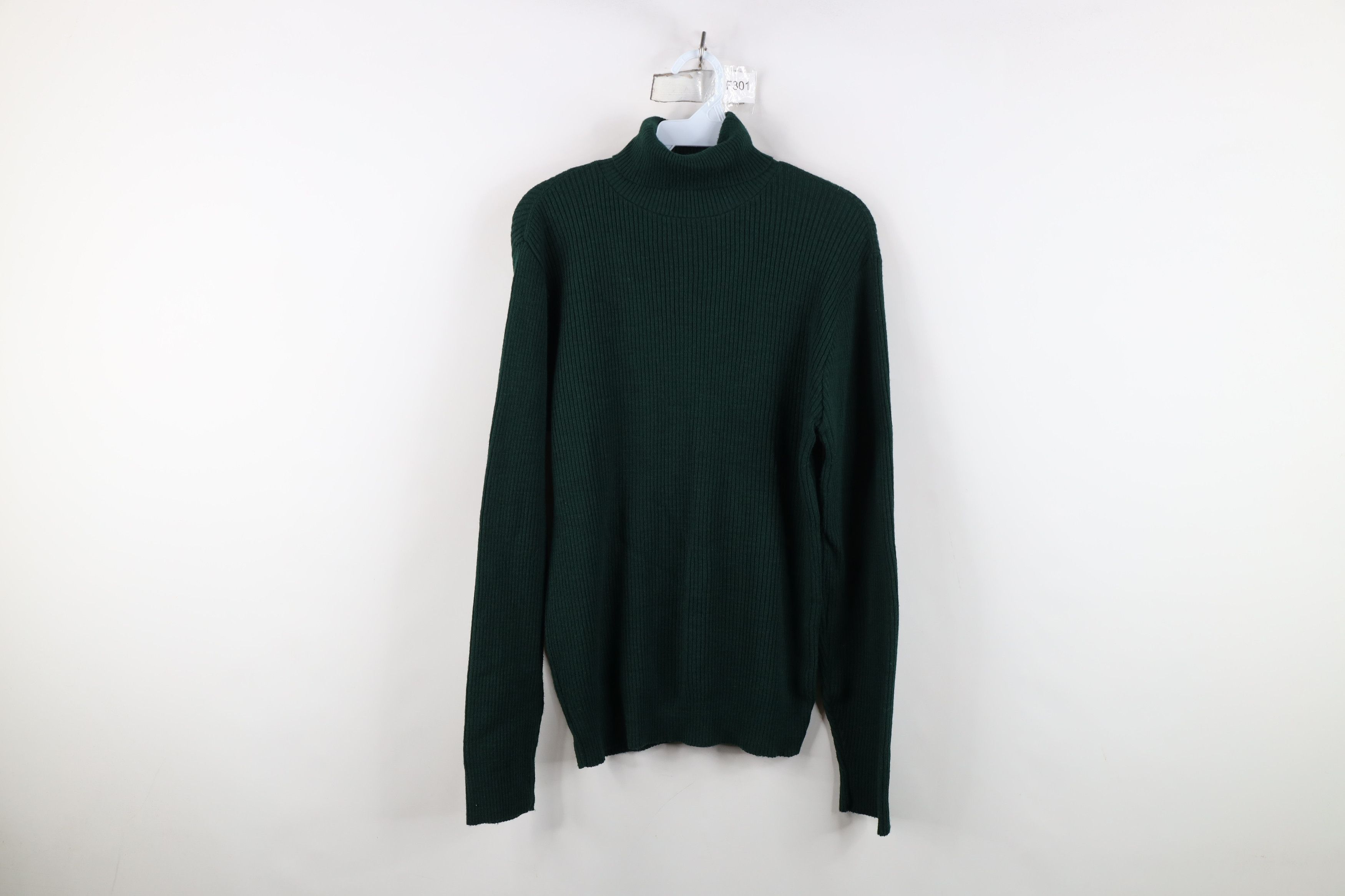Vintage Vintage 70s Streetwear Ribbed Knit Turtleneck Sweater Green Size L / US 10 / IT 46 - 1 Thumbnail