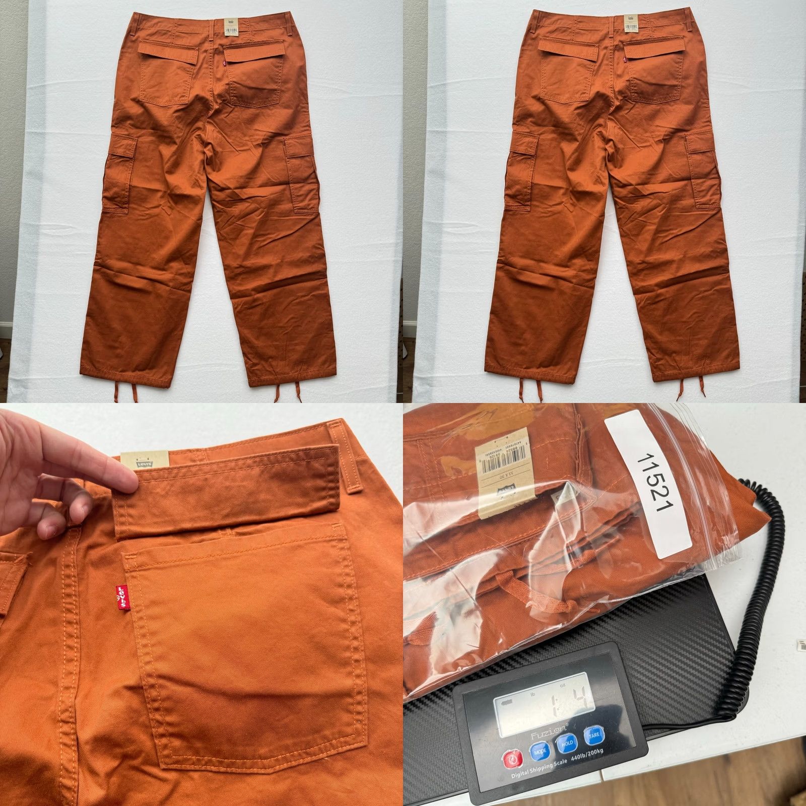 Levi's Levi's Pants Cargo 33 Orange Women 34 (33) Loose Fit Y2K Baggy Straight NWT Skater Size 24" / US 00 / IT 34 - 9 Thumbnail
