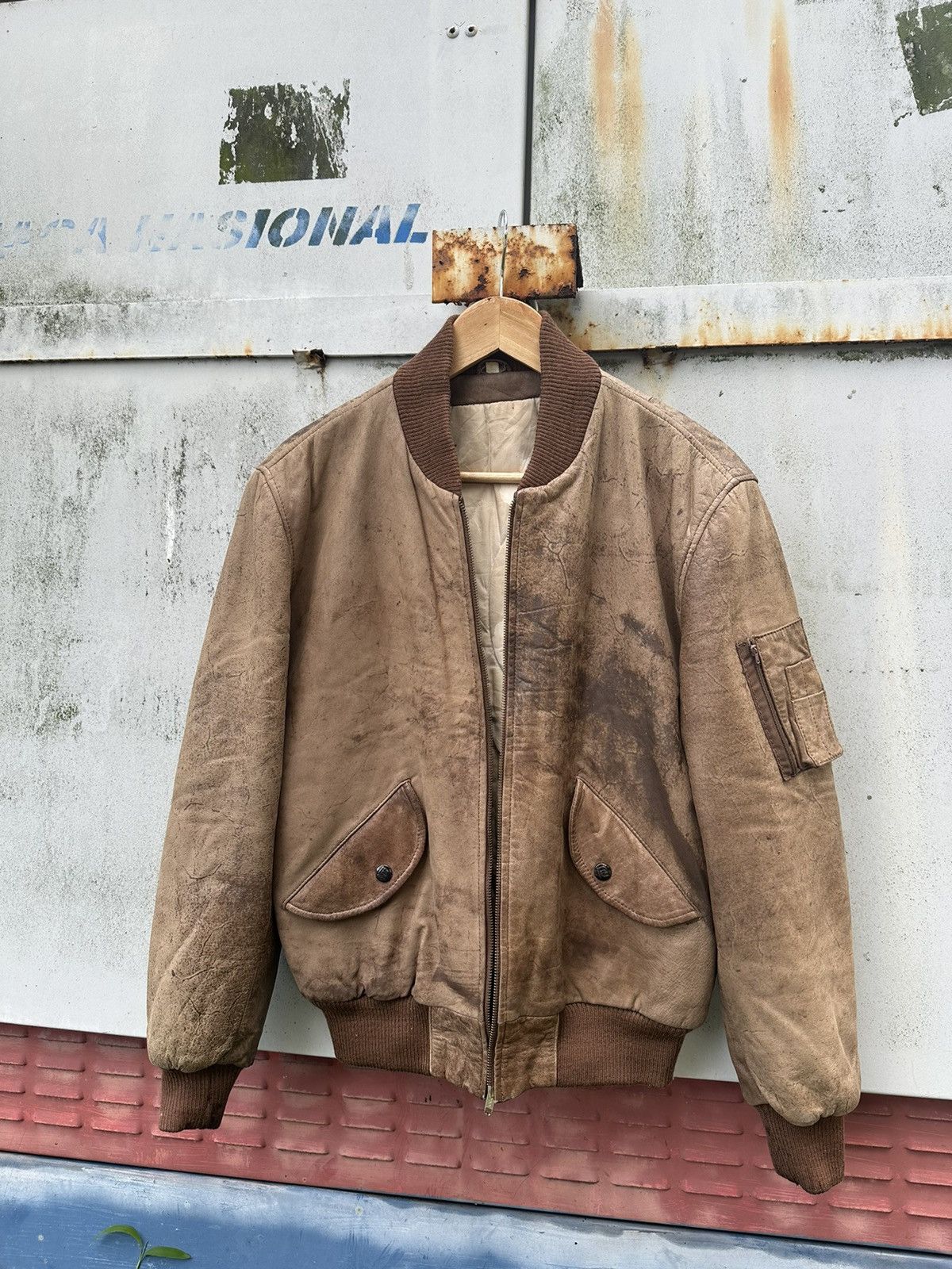 Adidas × Vintage Originals A-15 Brown Leather Jacket | Grailed