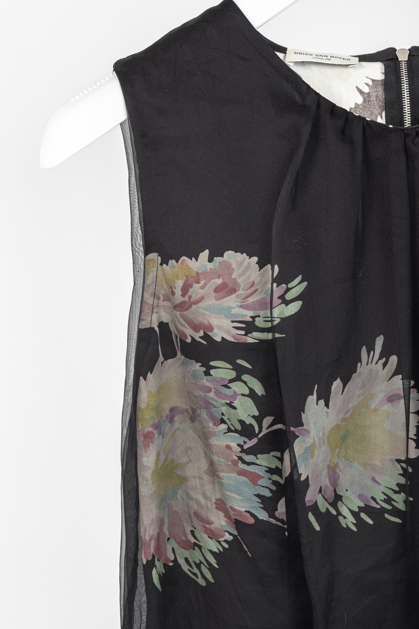 Dries Van Noten Dries Van Noten SS/13 Black Floral Silk-Organza Mini Dress Size M / US 6-8 / IT 42-44 - 5 Thumbnail