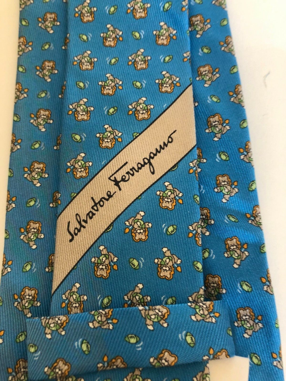 Salvatore Ferragamo Salvatore Ferragamo Sky Blue Teddy Bear Silk Tie Italy Size ONE SIZE - 2 Thumbnail
