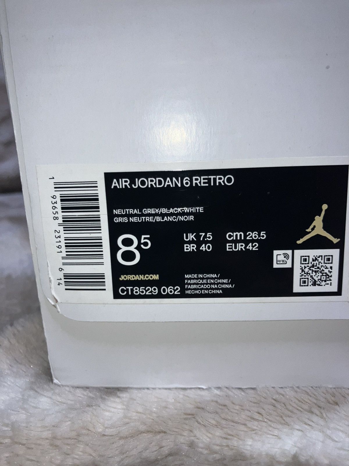 Jordan Brand 8.5m- Air Jordan 6 retro Hare- DS/OG All Size US 8.5 / EU 41-42 - 8 Thumbnail