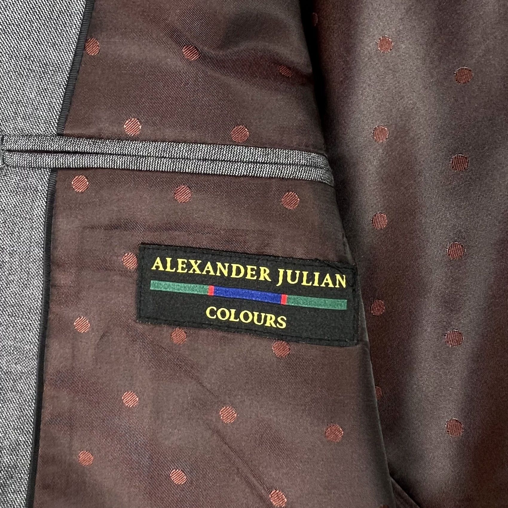Alexander Julian Alexander Julian Colours Gray Lined Blazer Mens Size 46R Two Button Tuxedo Top Blazer Mens Size 46R - 2 Thumbnail