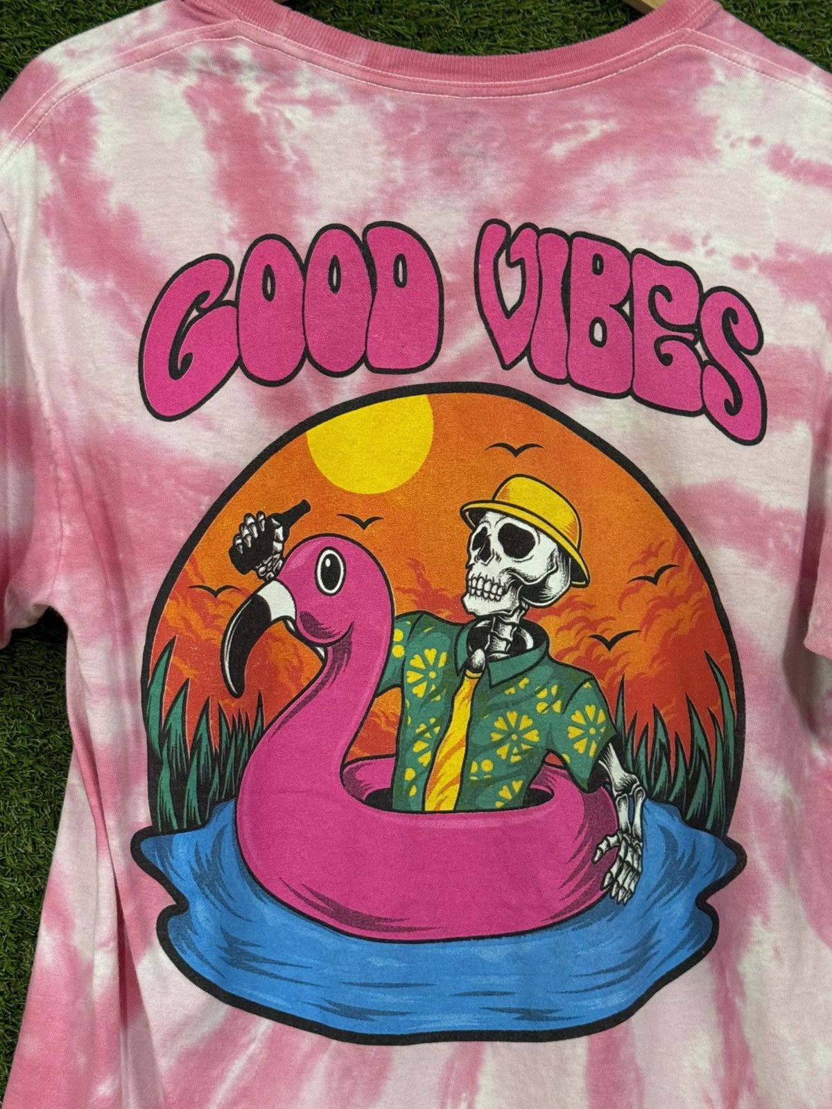Other Tie Dye Psychedelic Good Vibes Skeleton Cotton Candy Tee Size US M / EU 48-50 / 2 - 3 Thumbnail