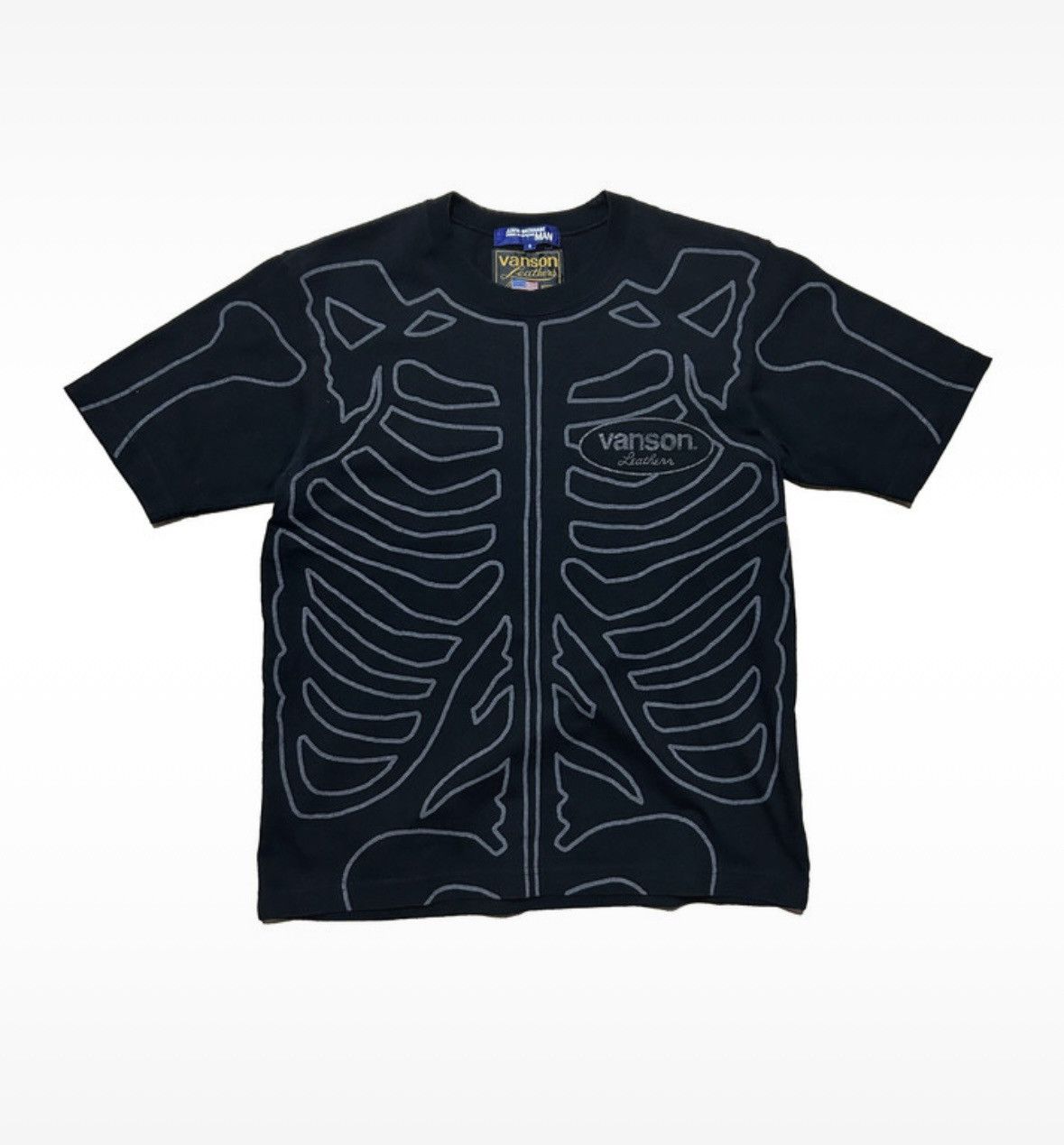 image of Junya Watanabe x Vanson Leathers 2006 Skeleton Tshirt in Black, Men's (Size Small)