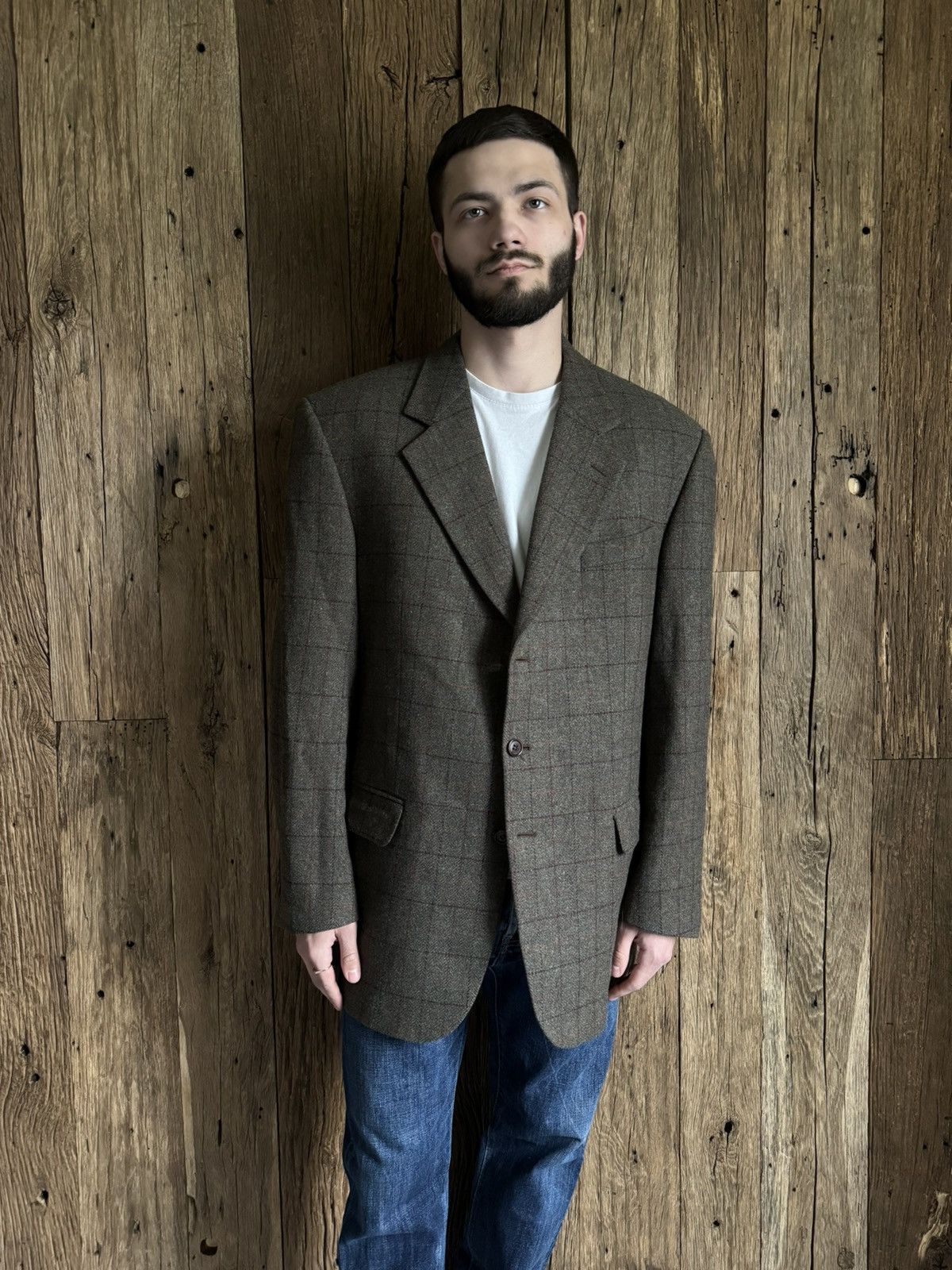 Missoni × Vintage Vintage 90s Missoni Uomo Wool Plaid Blazer Jacket Size 44R - 1 Thumbnail