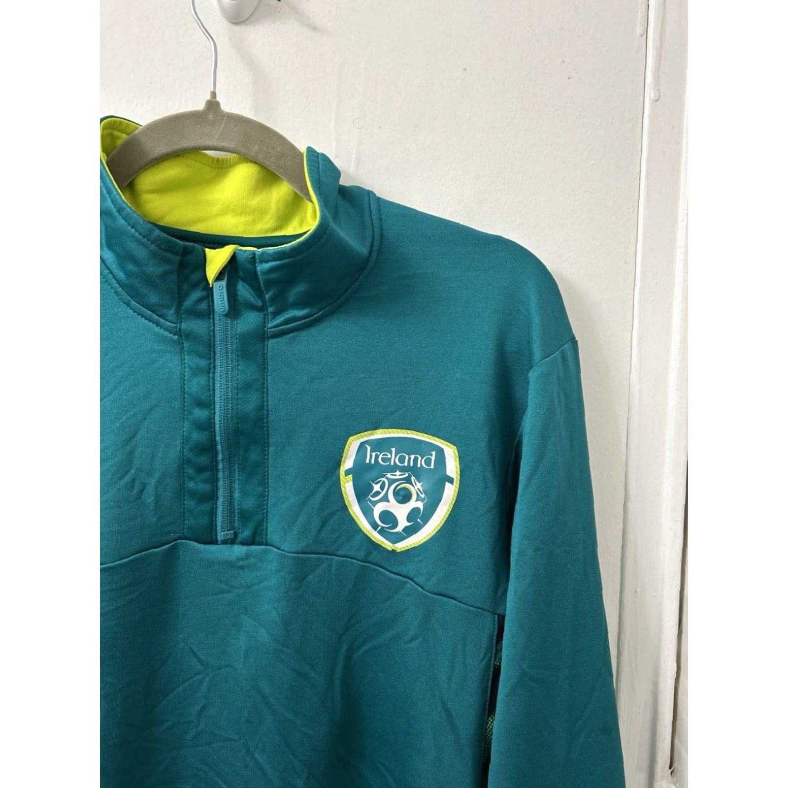Umbro Umbro Ireland Pro Training Quarter-Zip Mens L Teal Neon FAI National Team Pullover Jacket Size US L / EU 52-54 / 3 - 4 Thumbnail