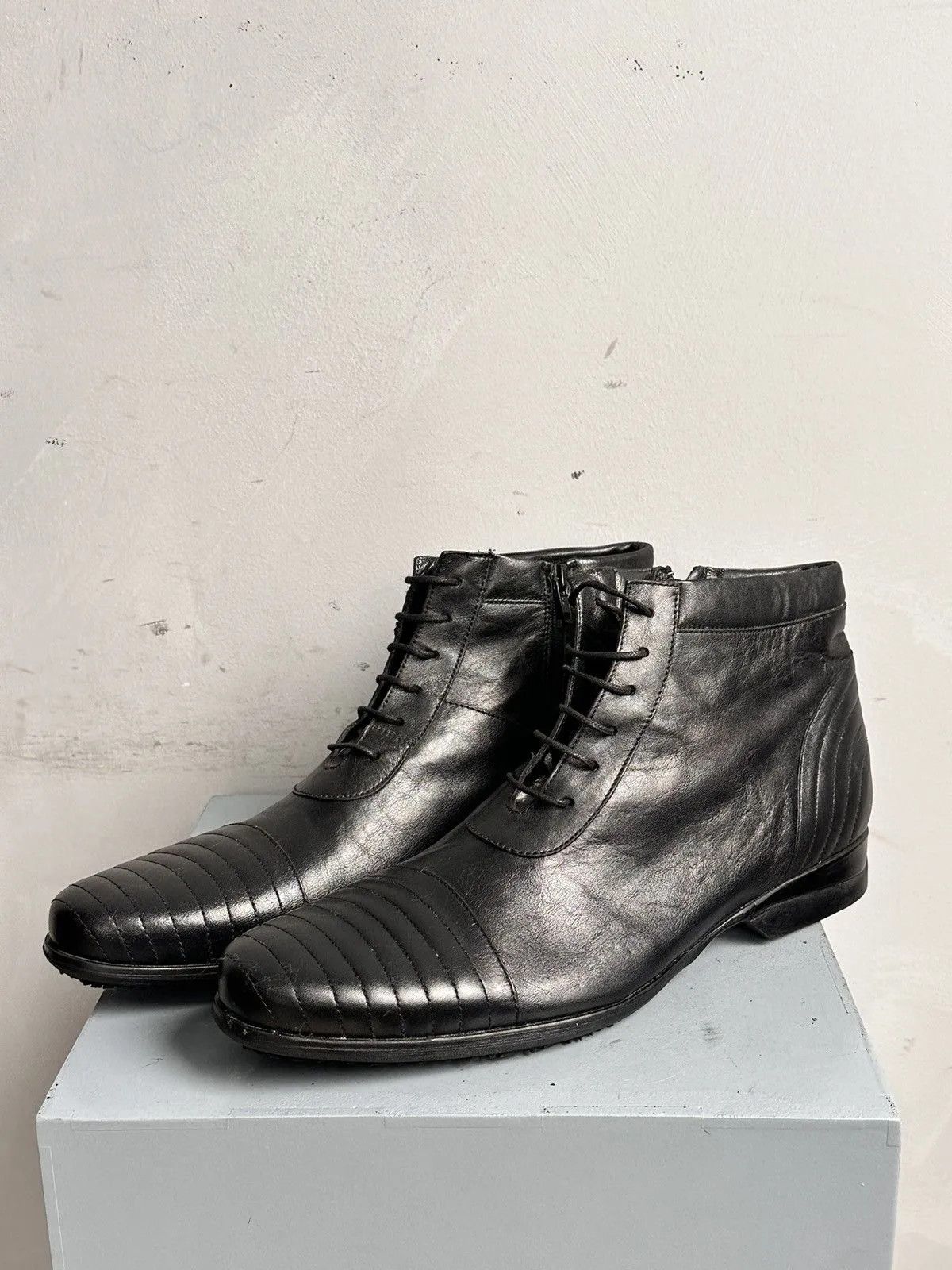 MoMA Classic black leather boots Heidi Sliman vintage style Size US 11 / EU 44 - 4 Thumbnail